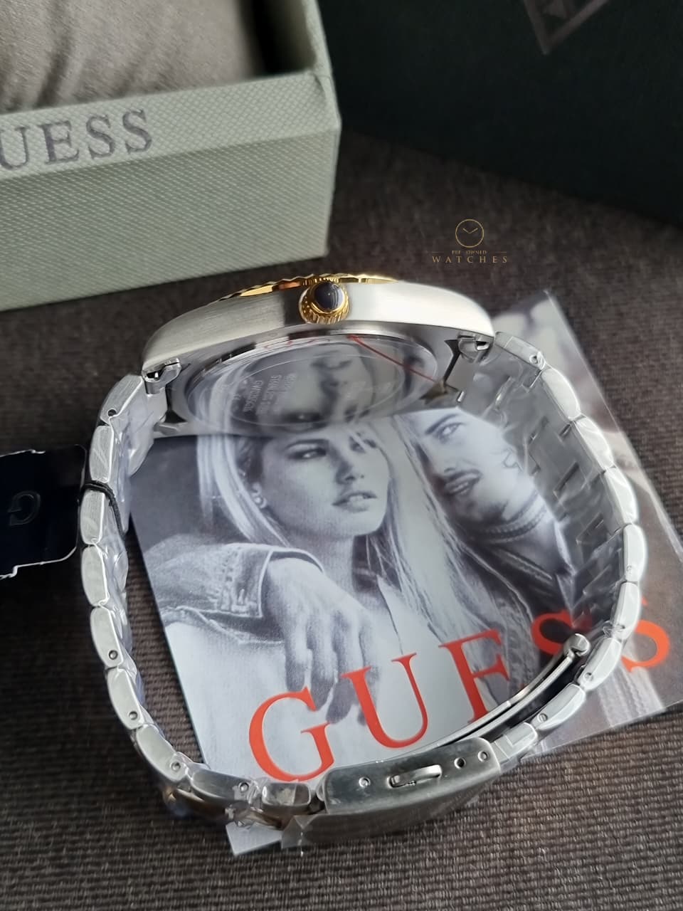 GUESS Green Dial Two-Tone Bracelet Men's Quartz 42mm Watch - GW0265G16