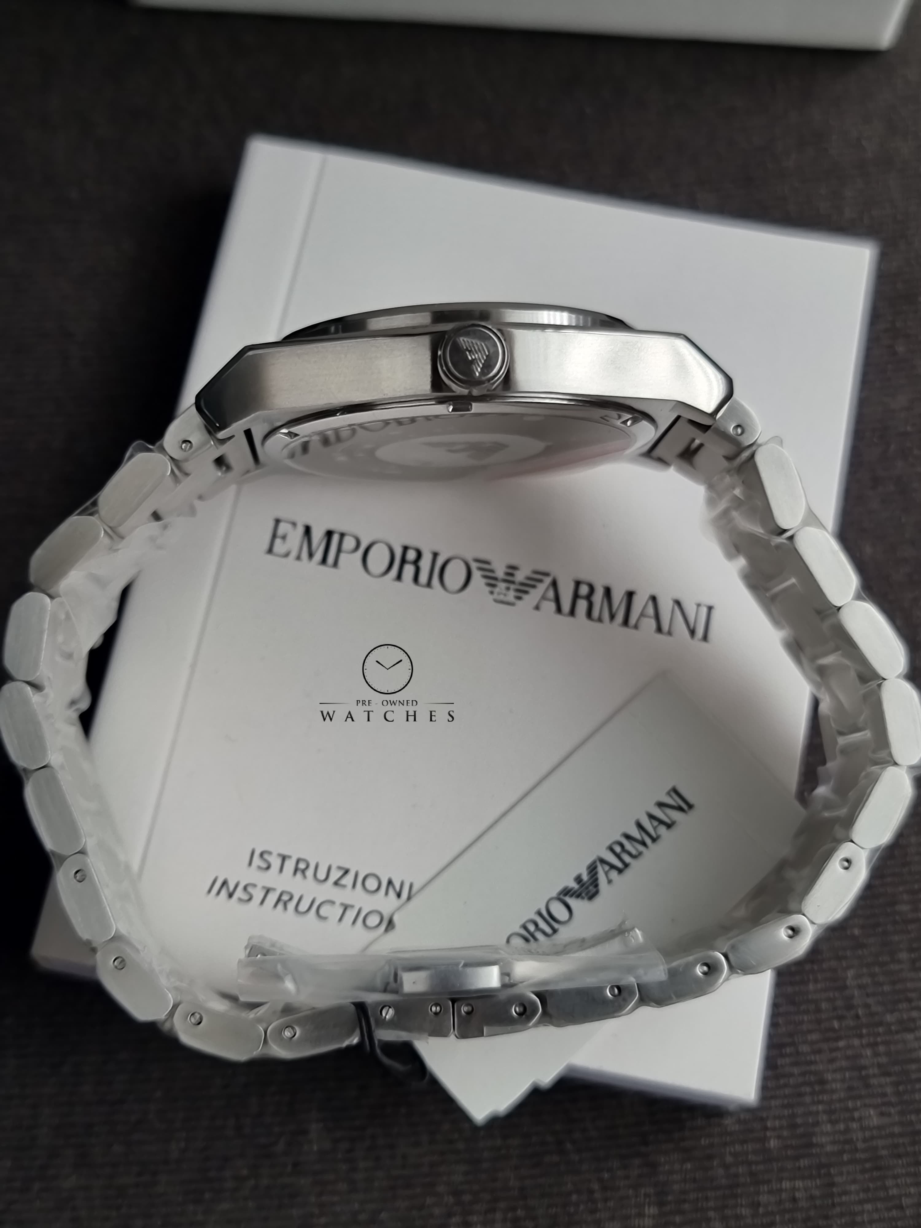 Emporio Armani Federico Silver Stainless Steel Blue Dial 41mm Quartz Watch for Gents - AR11620