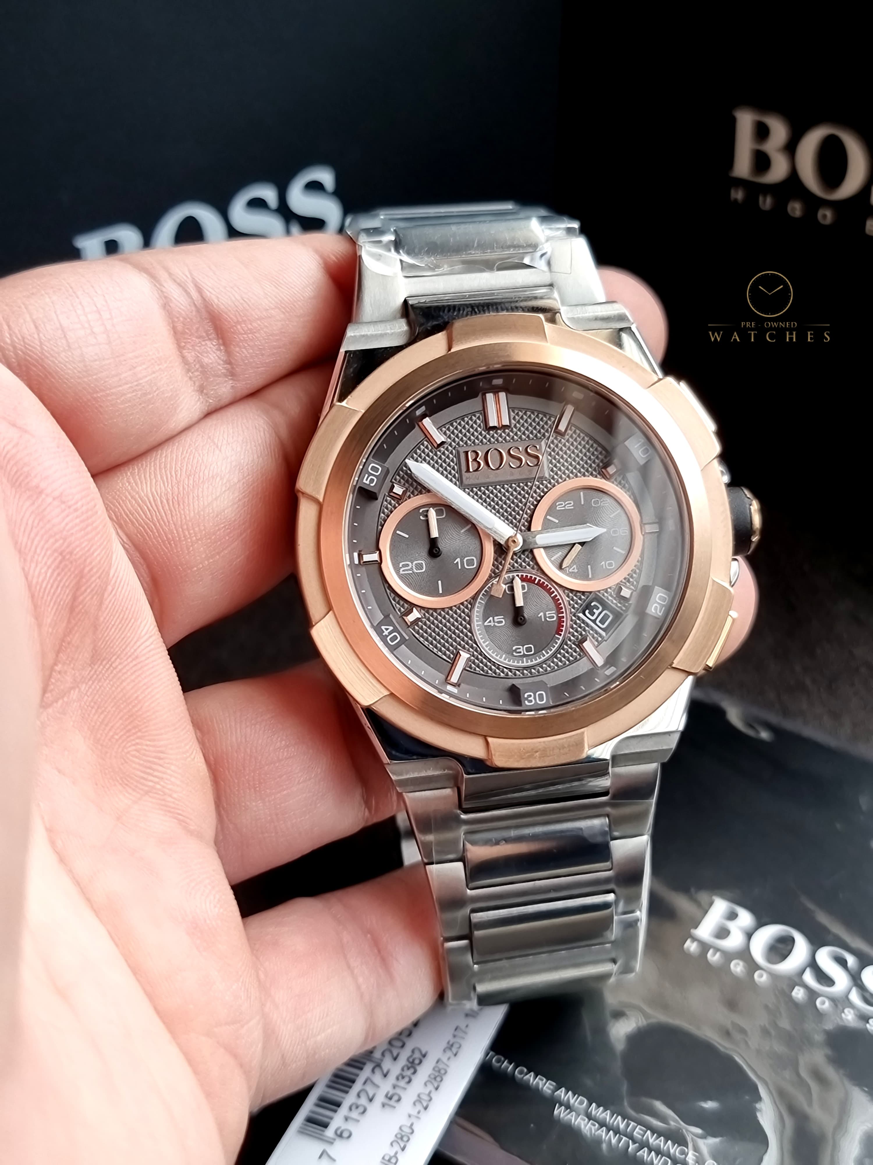 HUGO BOSS Supernova Silver Stainless Steel Grey Dial Chronograph Quartz Watch for Gents - 1513362