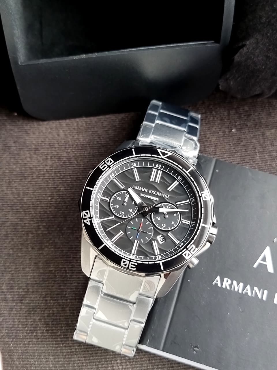 Armani Exchange Spencer Chronograph Quartz Black Dial Gunmetal Chain Men's Watch
AX1959