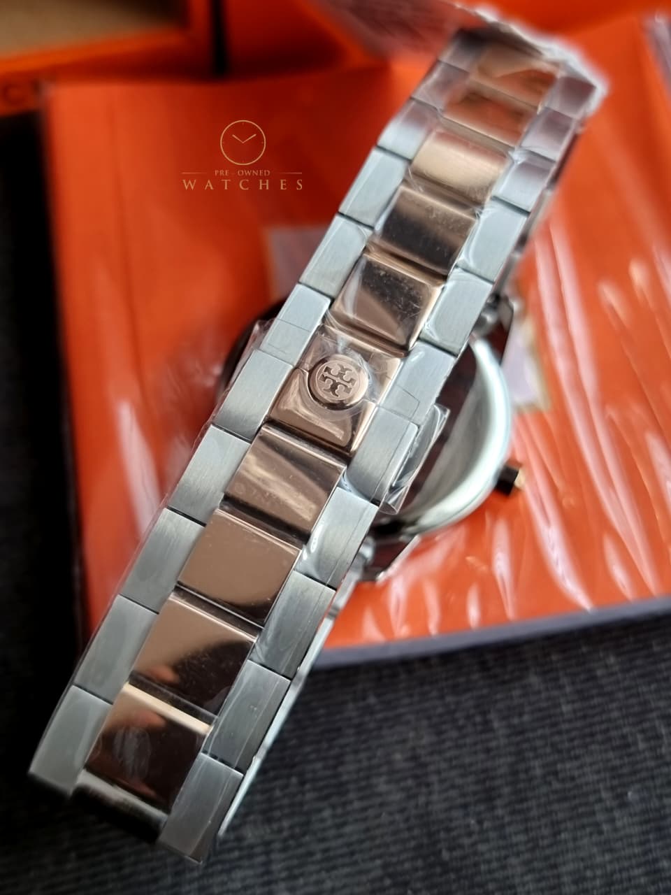 Tory Burch Rose gold & silver collins cream dial women's watch tbw1305