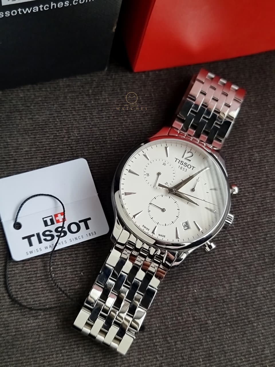 Tissot T Classic Tradition Chronograph White Dial Silver Steel Strap Watch For Men - T063.617.11.037.00