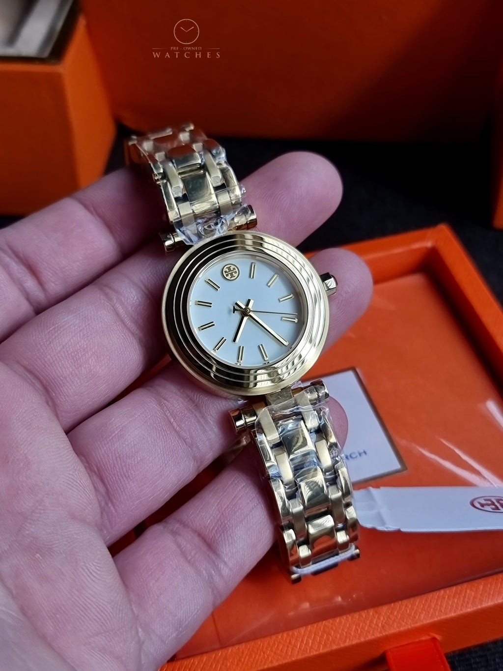 Tory Burch Gold Tone St Steel Ivory Dial Women's Watch TBW9013