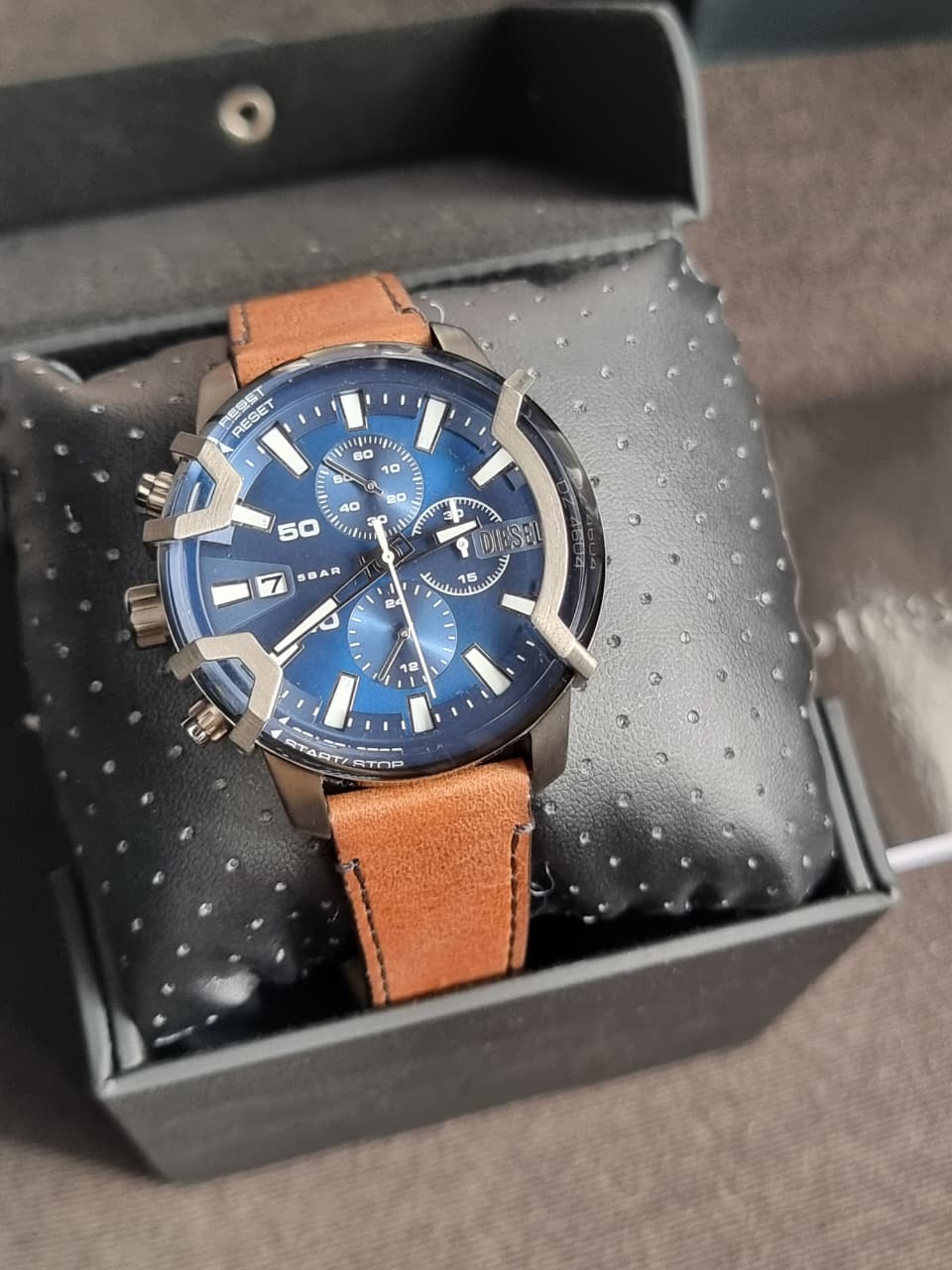 Diesel Griffed 42mm Chronograph Brown Leather Watch - DZ4604