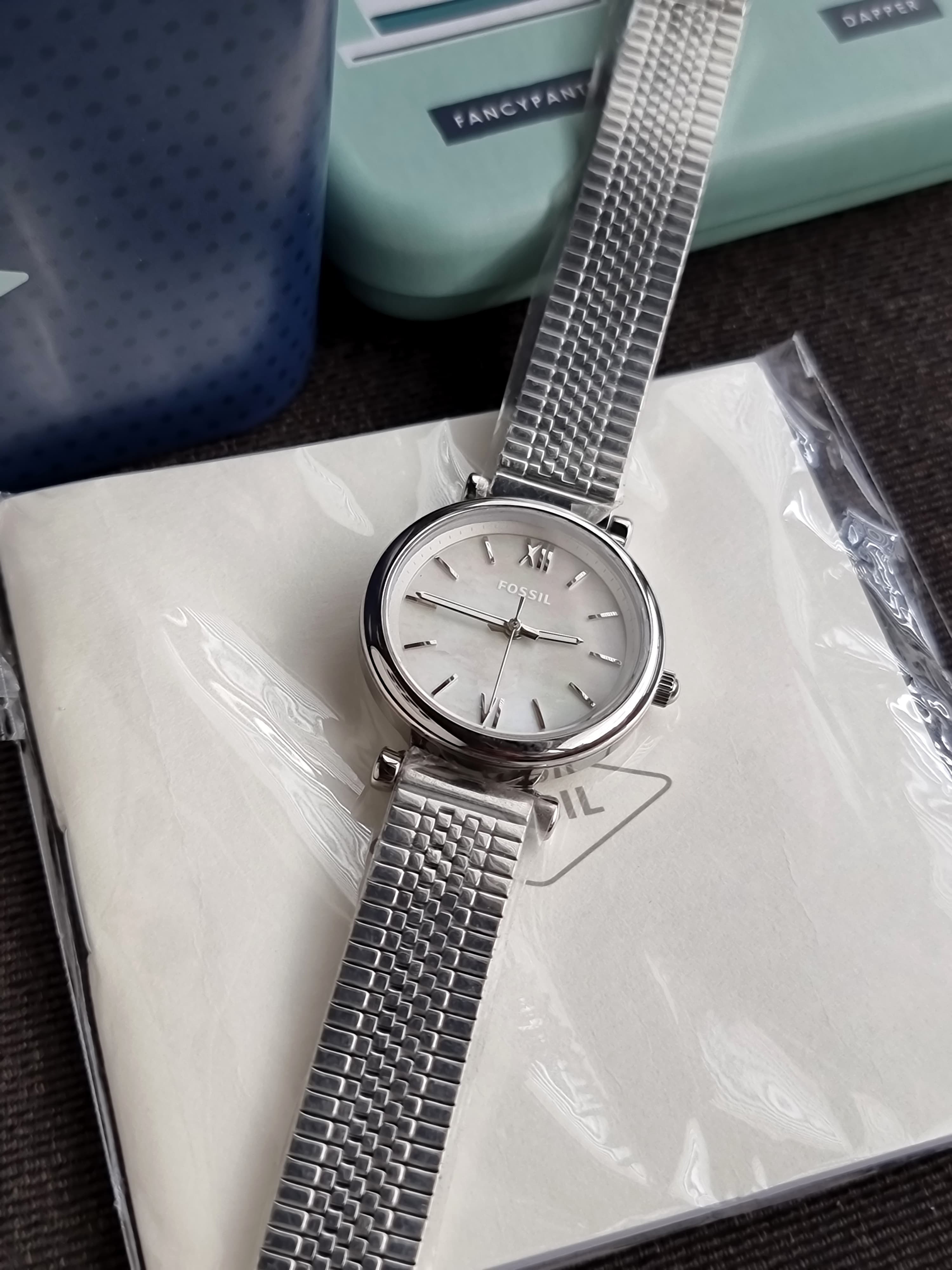 Fossil Carlie Silver Stainless Steel Silver Dial Quartz Watch for Ladies - ES4695