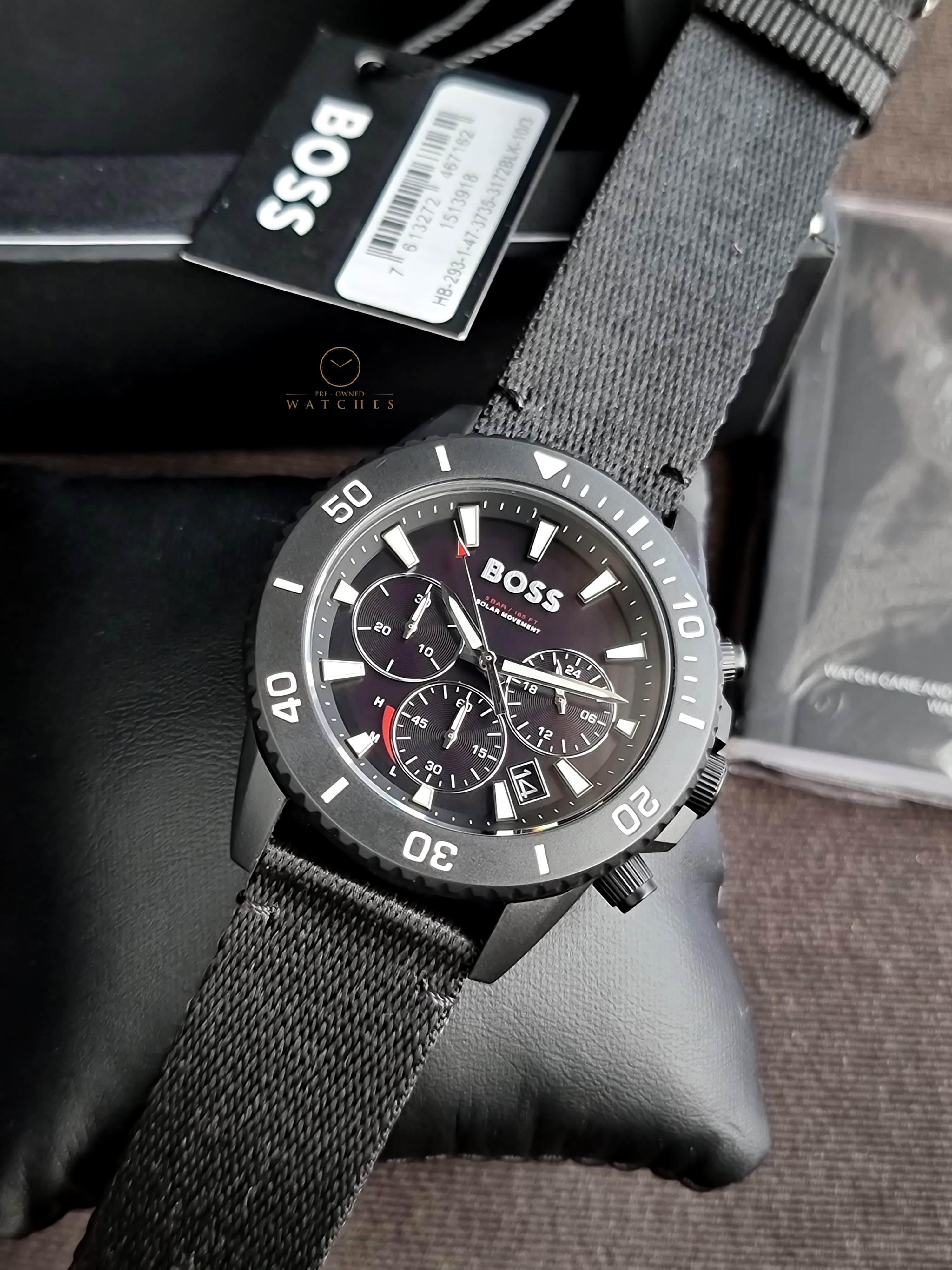 HUGO BOSS Admiral Black Plastic/Resin Strap Black Dial Chronograph Quartz Men's solar watch 1513918