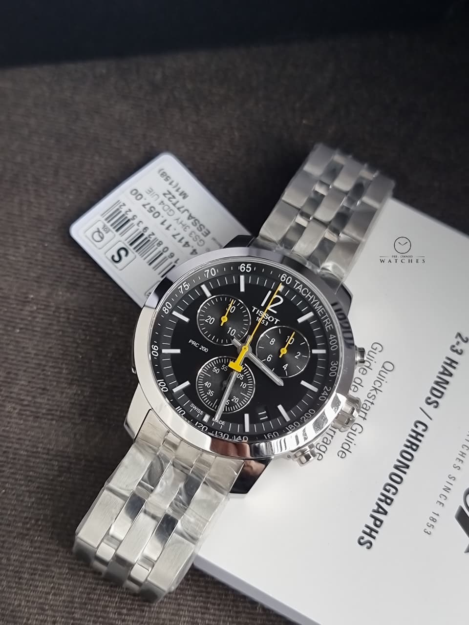 Tissot PRC 200 Quartz Chronograph Black 43mm Dial Stainless Steel Men's Watch T114.417.11.057.00