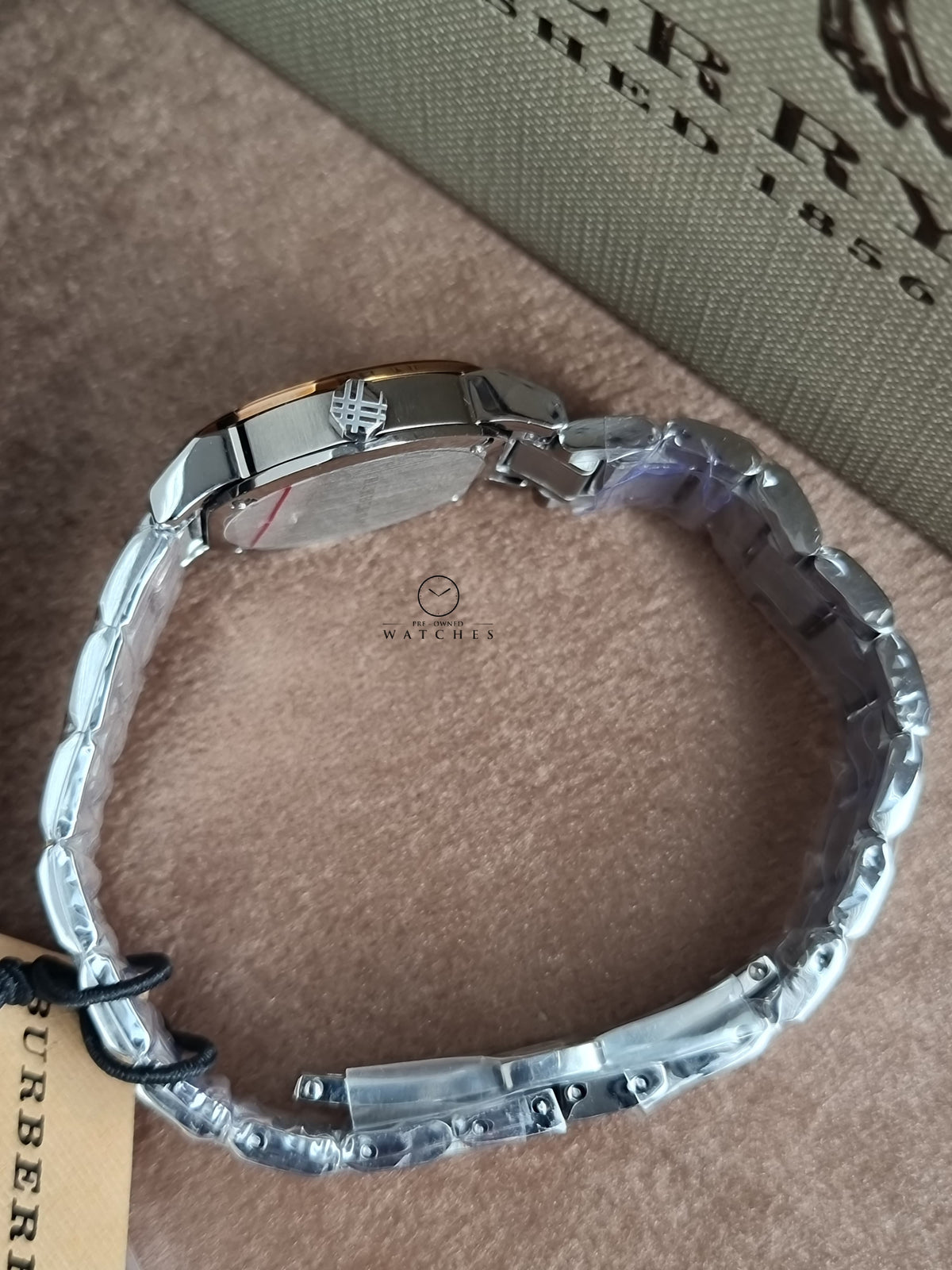 Burberry Ladies Swiss Made Stainless Steel Two-Tone Silver Dial 26mm Watch BU9205