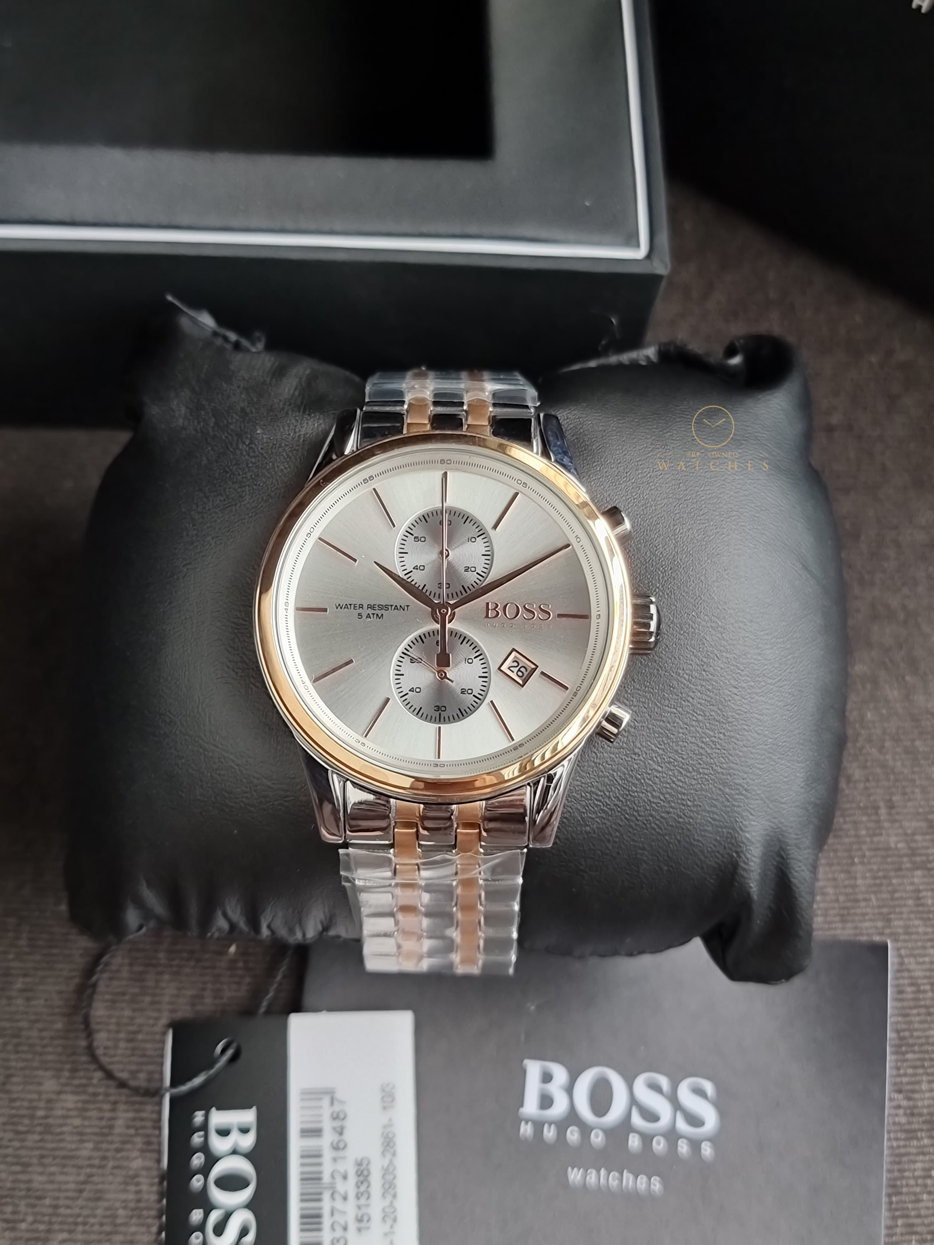 Hugo Boss Men’s Chronograph Quartz Stainless Steel Silver Dial 42mm Watch 1513385