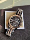 Michael Kors Lexington Two-tone Stainless Steel Black Dial Chronograph Quartz Watch for Gents - MK8561(without Tag)