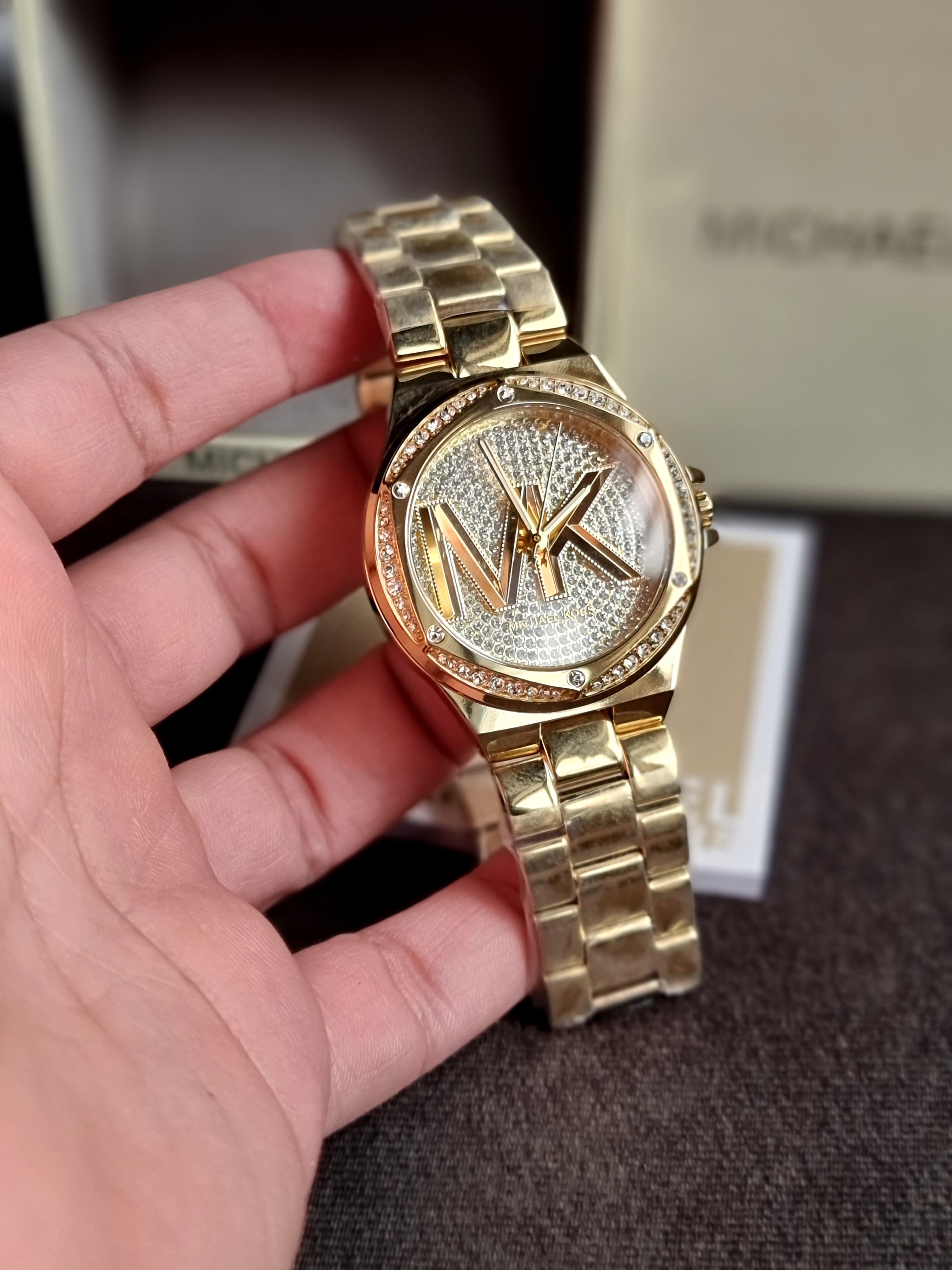 Michael Kors Lennox Gold Stainless Steel Gold Dial Quartz Watch for Ladies - MK7229