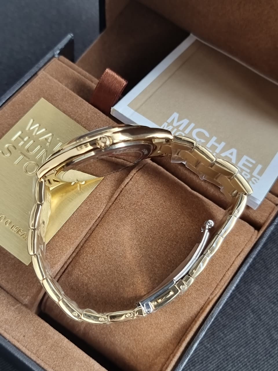 Michael Kors Runway Gold Dial Gold Steel Strap Watch For Women - MK4732