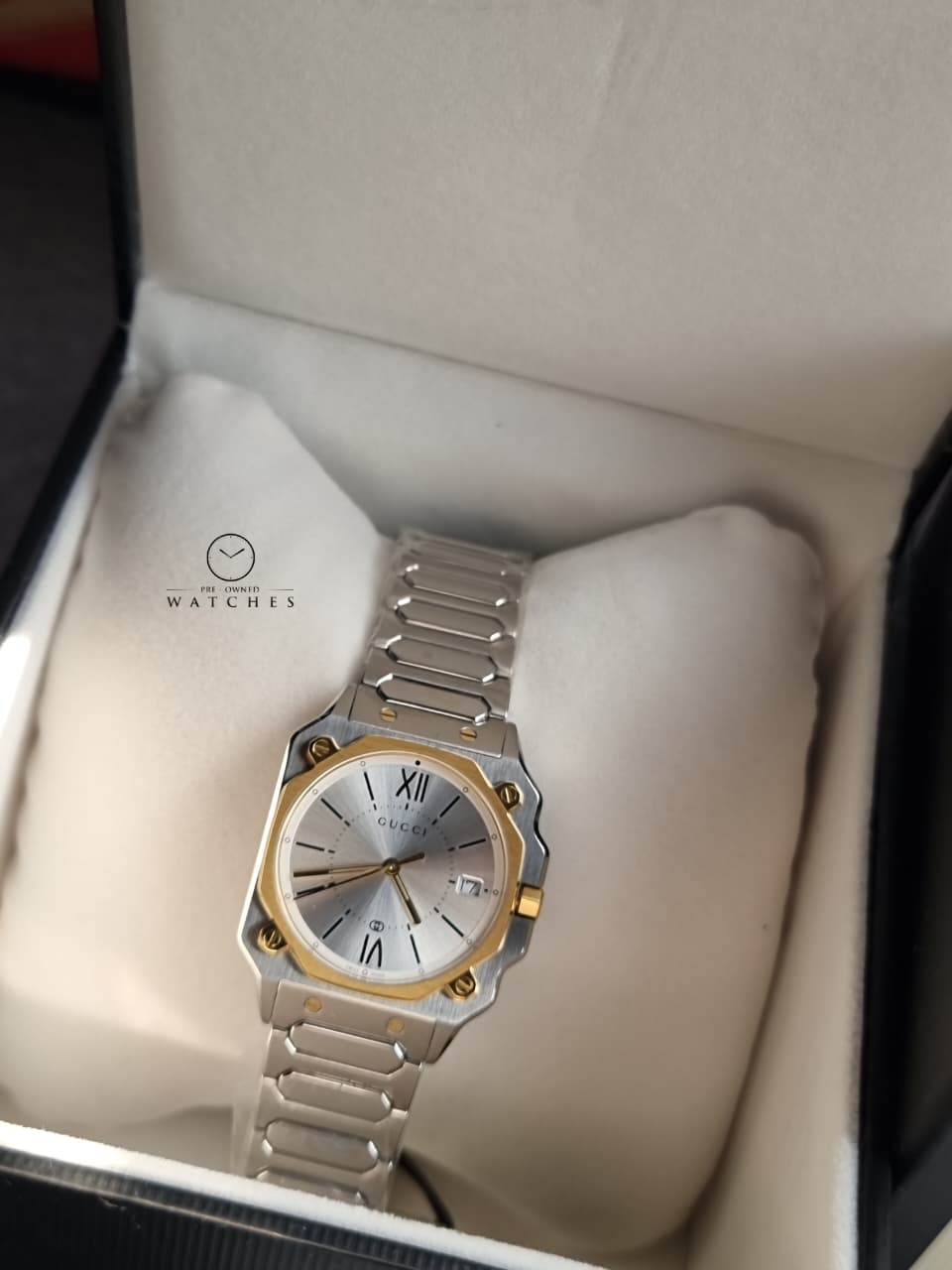 Gucci G-Flat 30mm Two Tone Stainless Steel Bracelet Watch YA166506