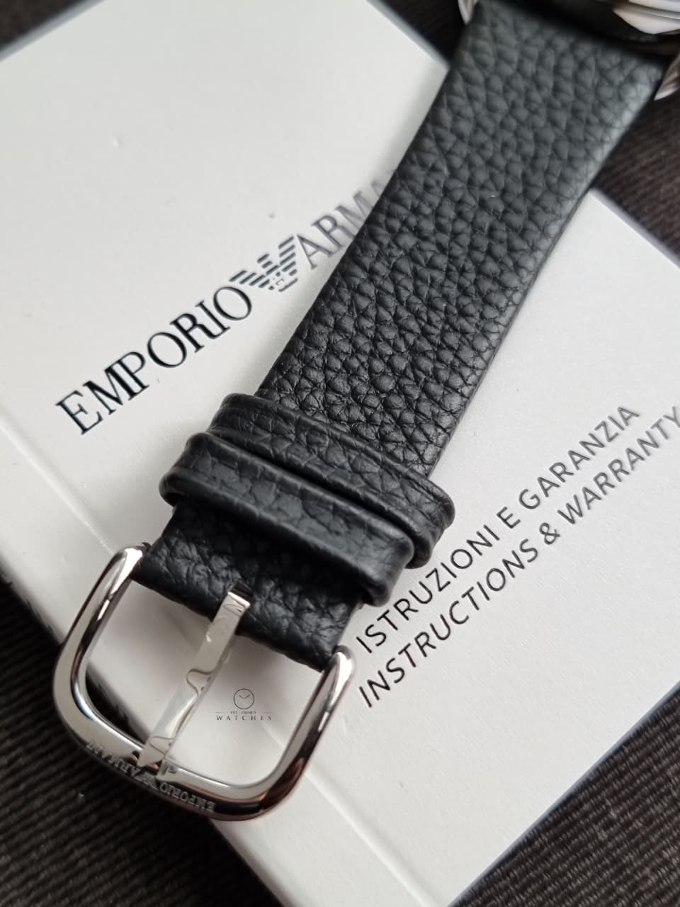 Emporio Armani Men’s Chronograph Quartz Leather Strap Black Dial 43mm Watch AR11143