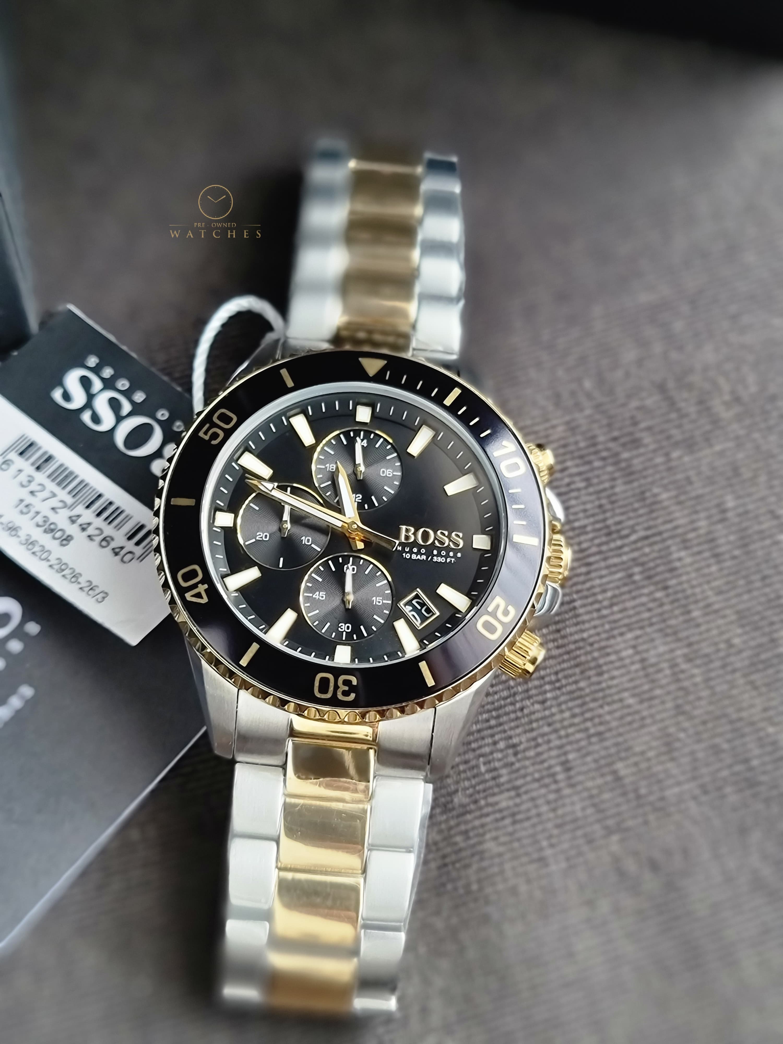 Hugo Boss Men’s Quartz Two-Tone Stainless Steel Black Dial 45mm Watch 1513908