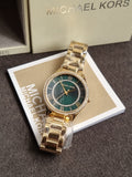 Michael Kors Gold Stainless Steel Green Dial Quartz 33mm Women's Watch MK4737