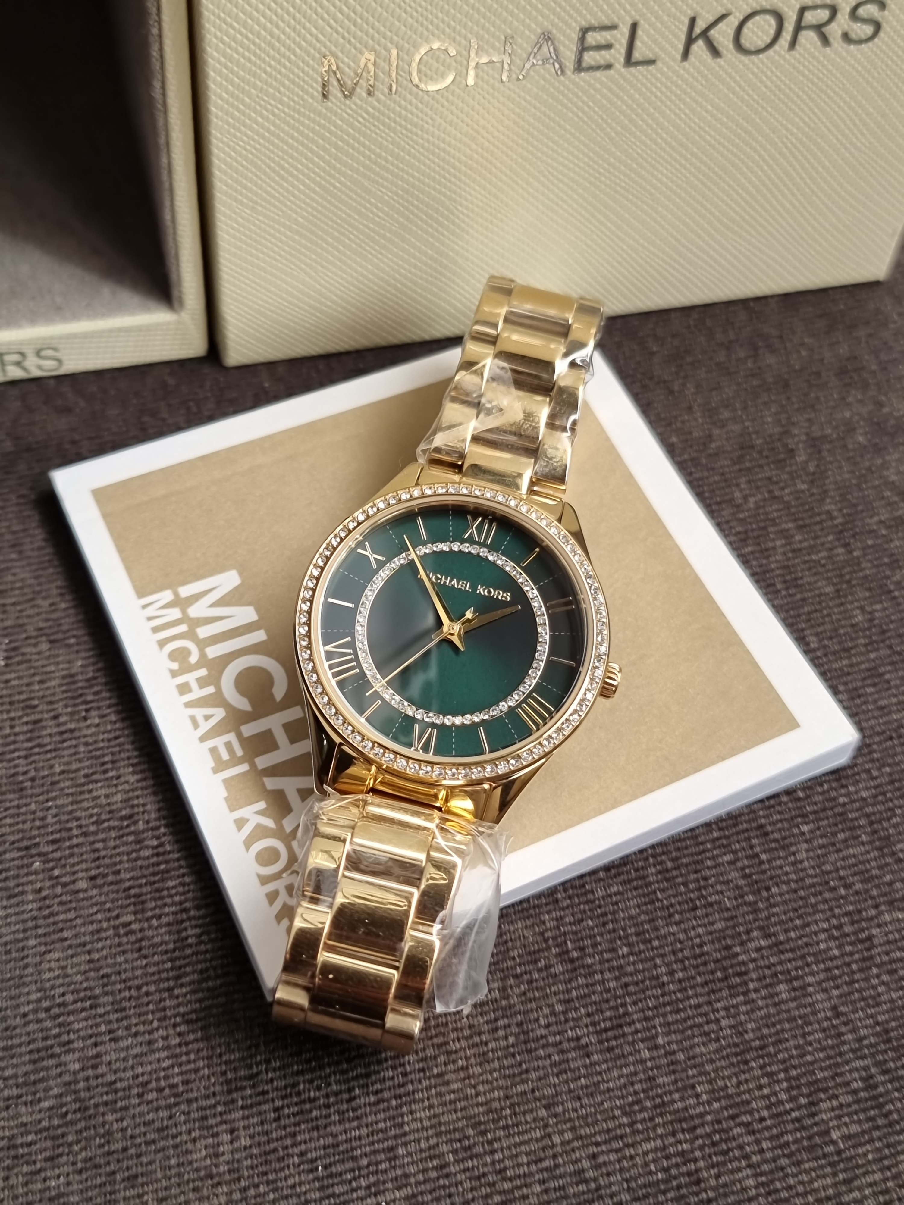 Michael Kors Gold Stainless Steel Green Dial Quartz 33mm Women's Watch MK4737