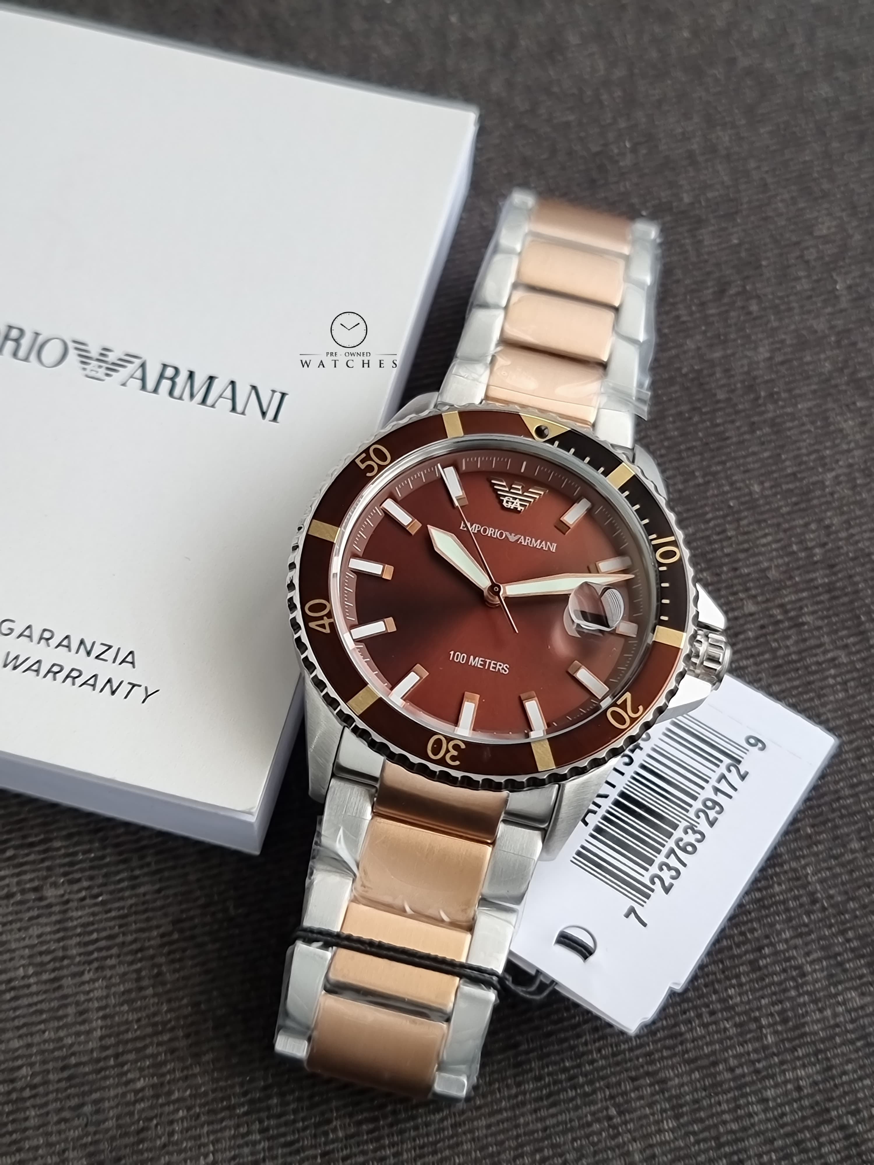 Emporio Armani Men’s Quartz Stainless Steel Brown Dial 42mm Watch AR11340