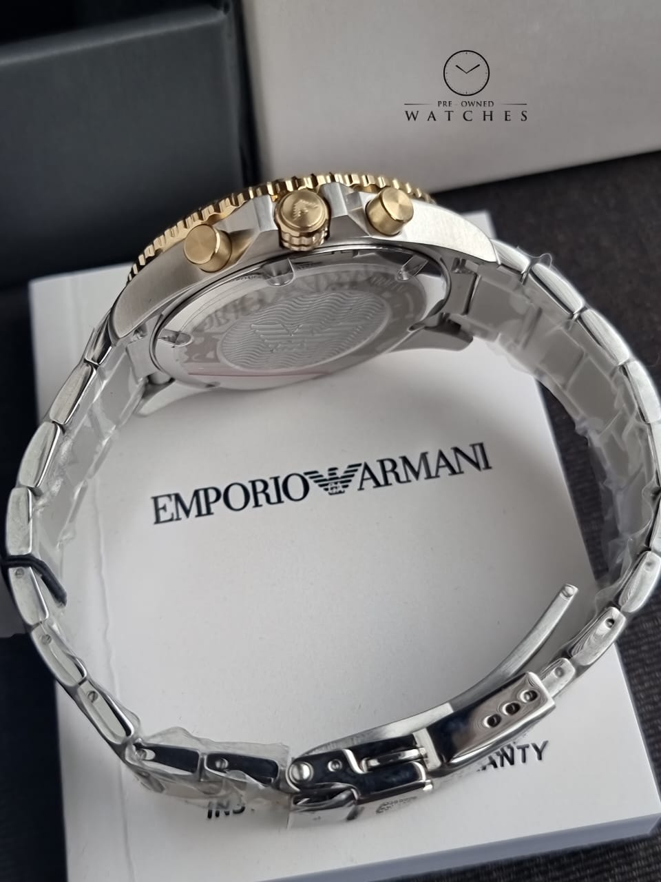 Emporio Armani Men’s Quartz Two-tone Stainless Steel Beige Dial 43mm Watch AR11606