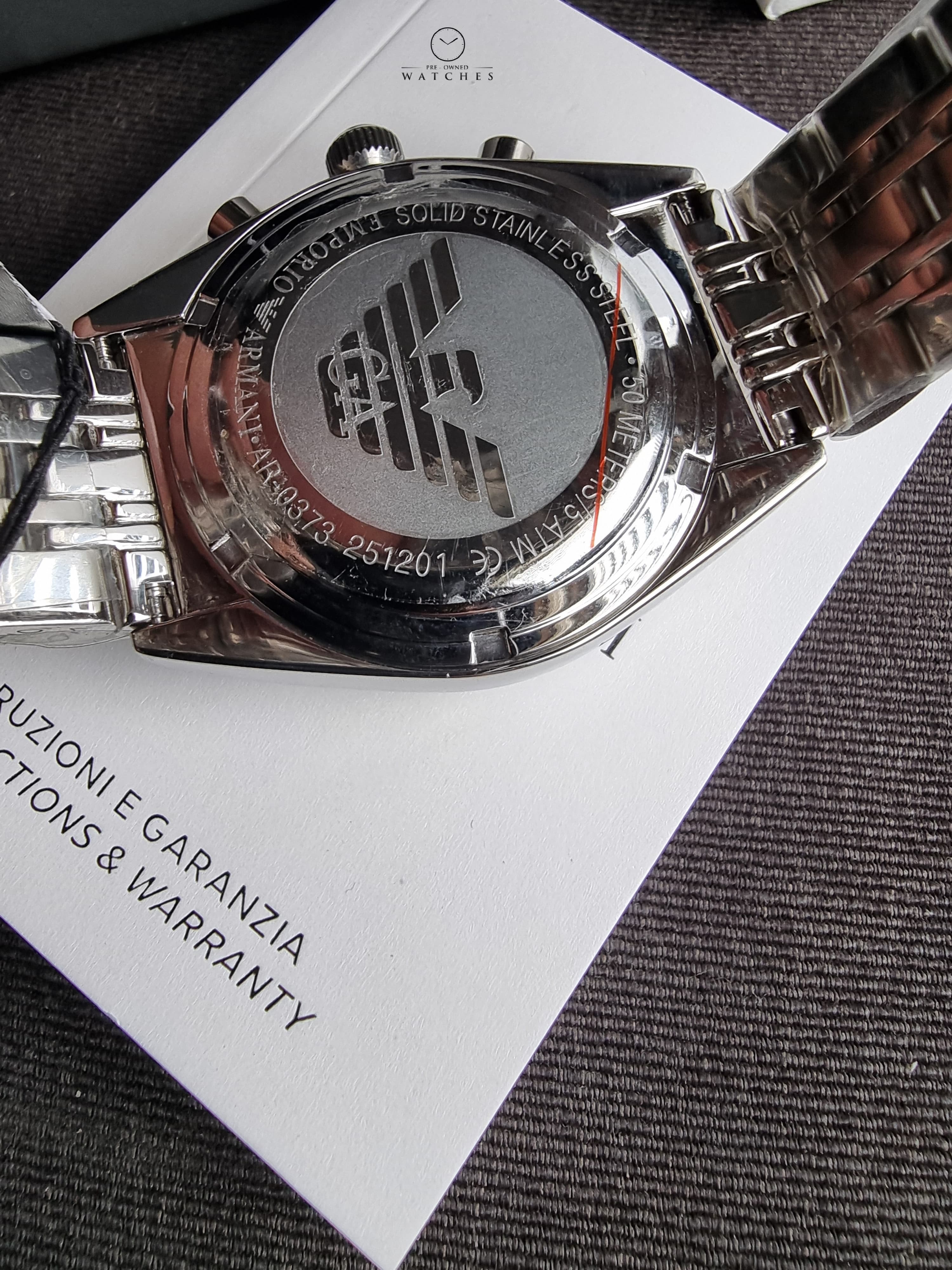 Emporio Armani Franco Black 43mm Dial Silver Steel Strap Watch For Men - AR0373