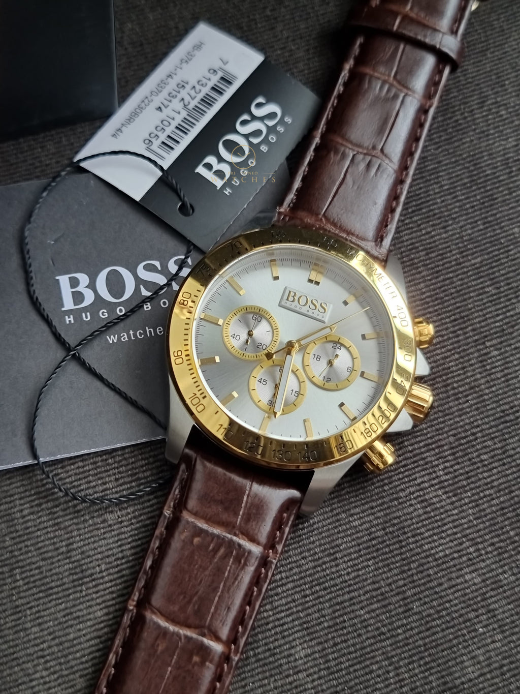HUGO BOSS Men’s Quartz Leather Strap White Dial 44mm Watch 1513174