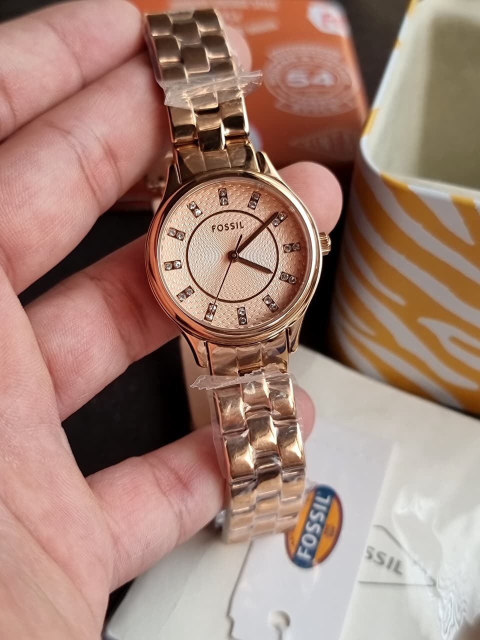 Fossil Modern Sophisticate 3 Hand Rose-Gold Tone Stainless Steel Watch BQ1571