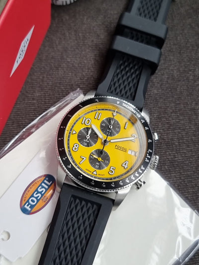 Fossil Sport Tourer Chronograph Black Silicone Watch- FS6044