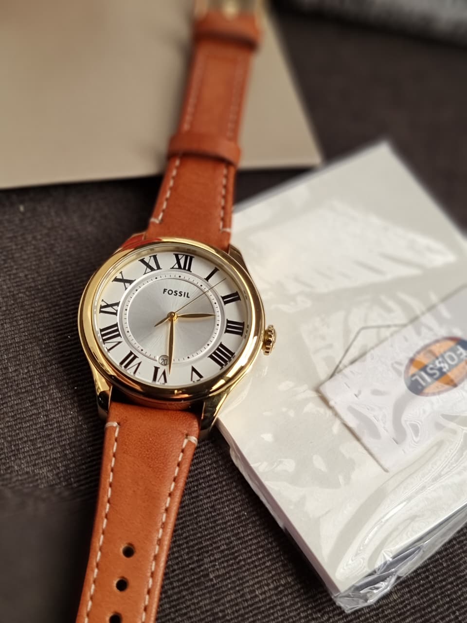 Fossil Gilmore Three-Hand Date Medium Brown Leather Watch- ES5397