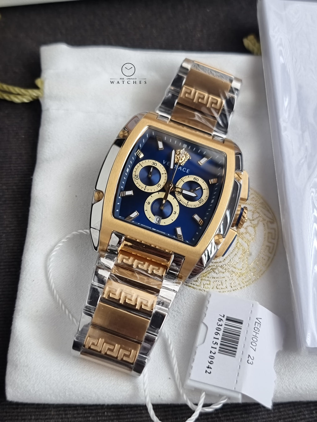 Versace Men’s Quartz Swiss Made Two-Tone Stainless Steel Blue Dial 42mm Watch VE6H00723