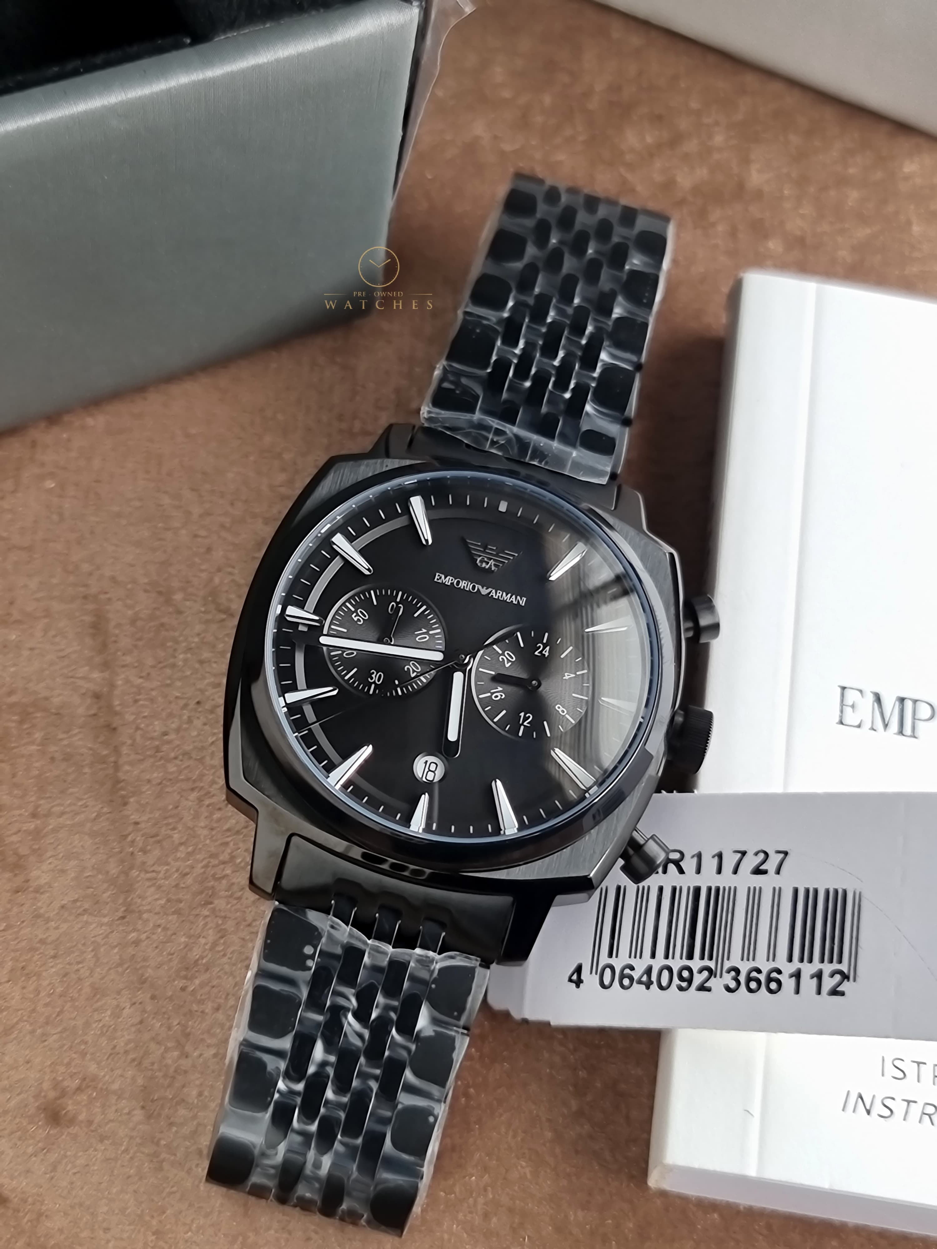 Emporio Armani Men's 40mm Black Stainless Steel Watch, AR11727