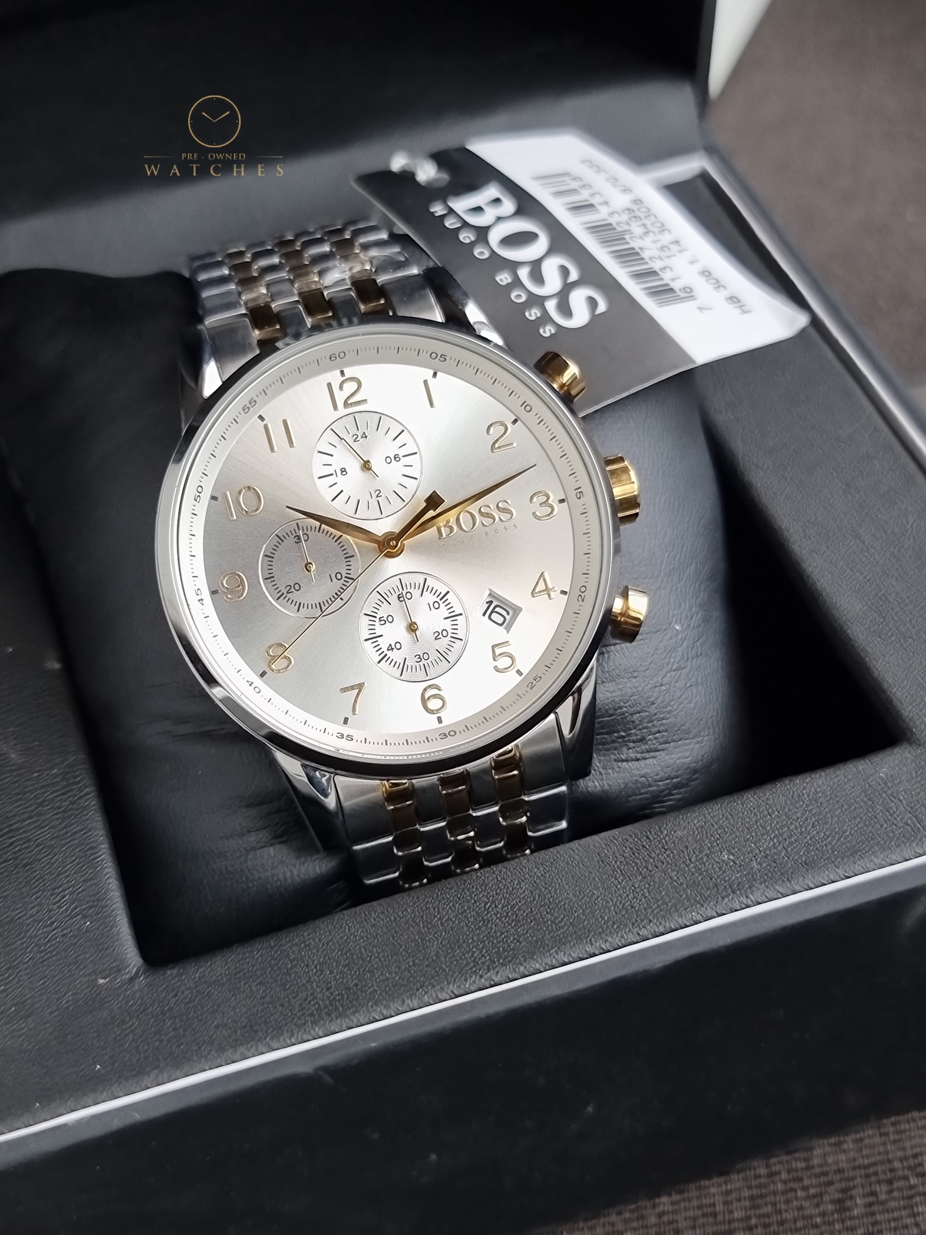 Hugo Boss Men’s Chronograph Quartz Stainless Steel White Dial 44mm Watch 1513499