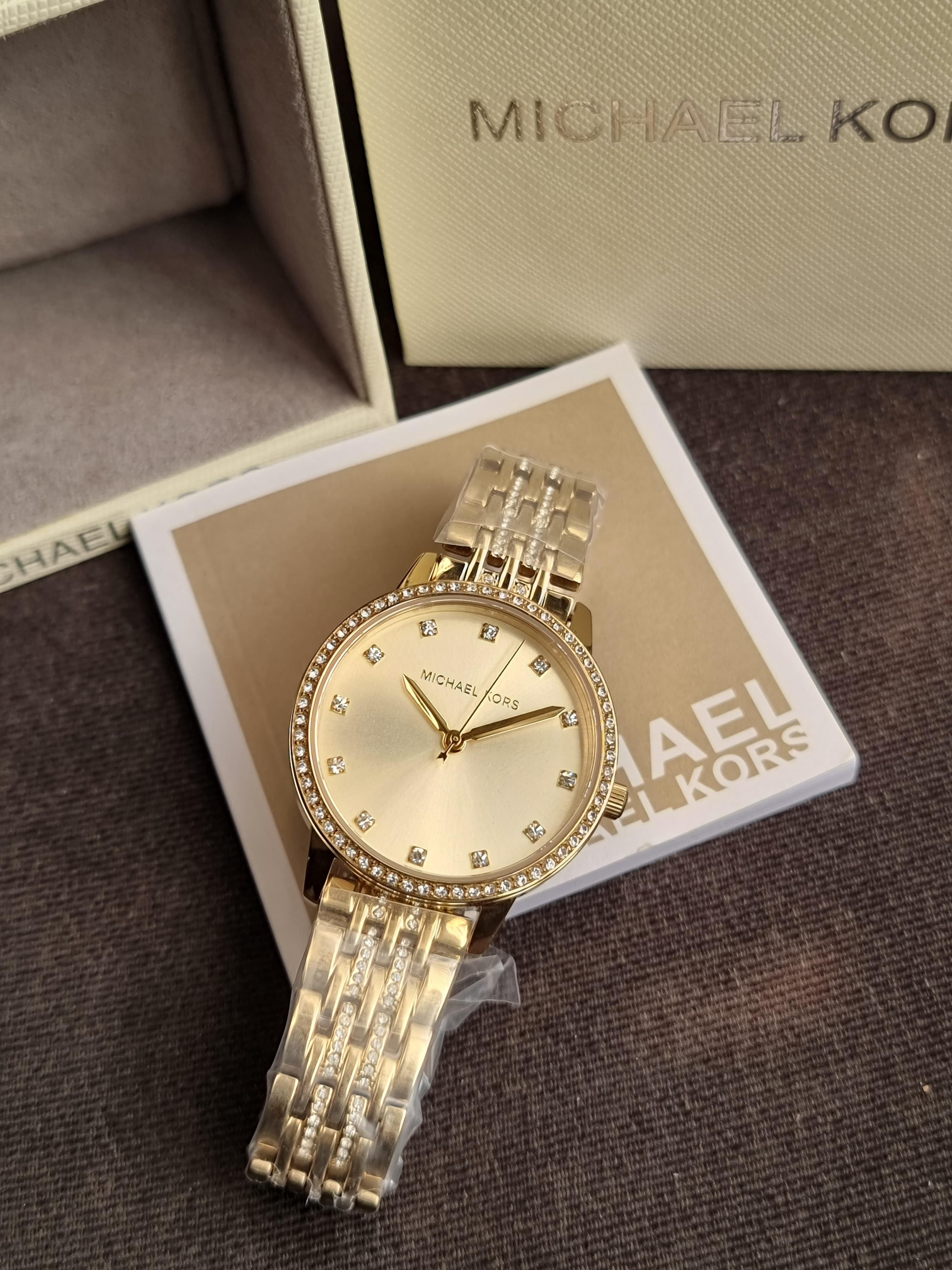Michael Kors Melissa Gold Stainless Steel Gold Dial Quartz Watch for Ladies - MK4368