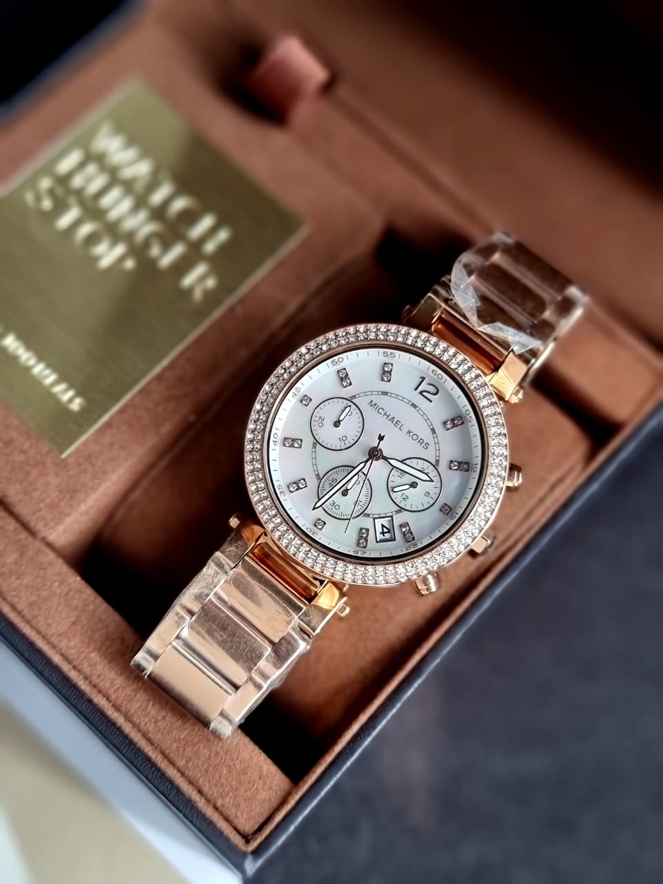 Michael Kors Parker Rose Gold Stainless Steel Silver Dial Chronograph Quartz Watch for Ladies - MK5491