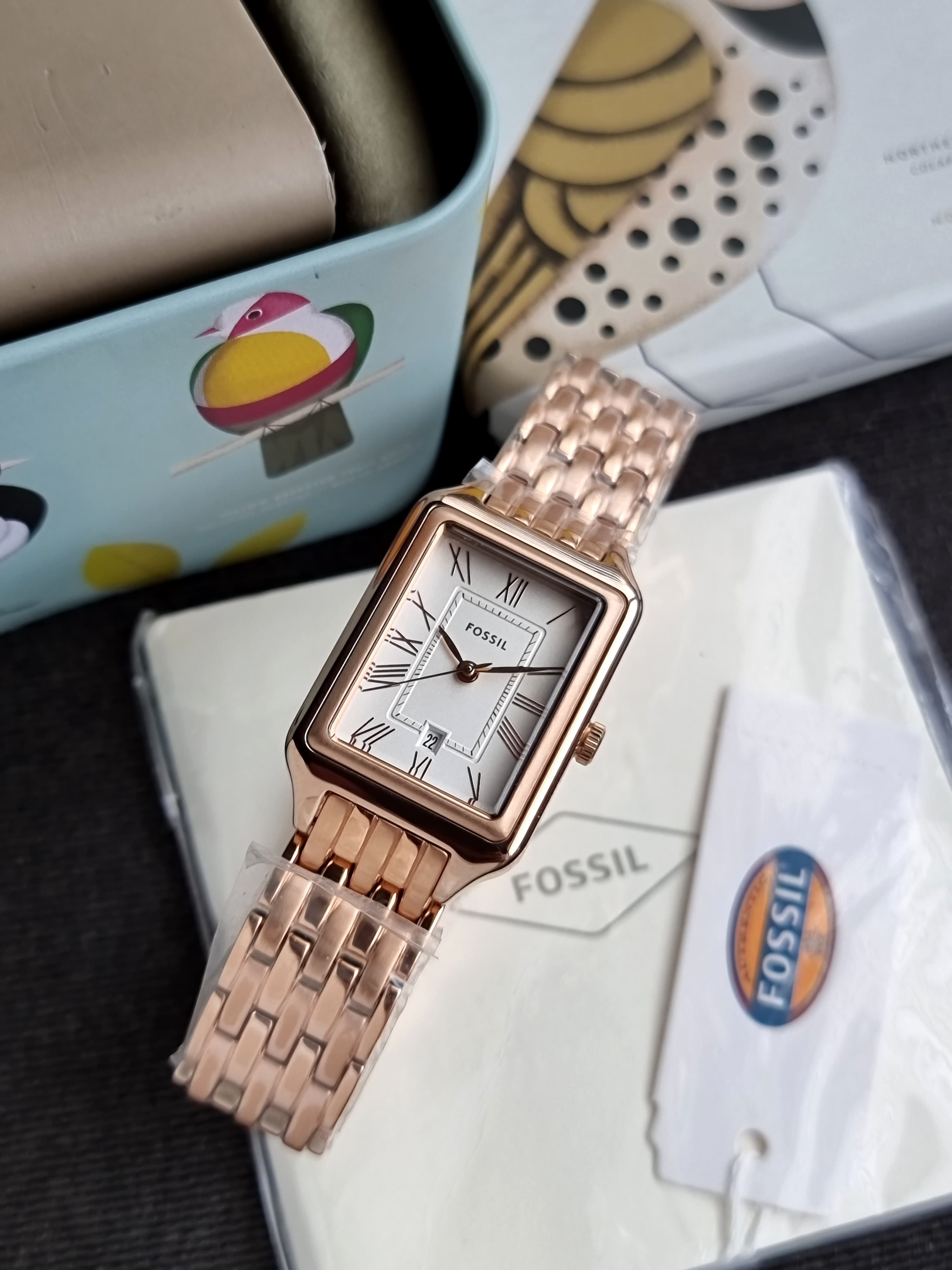 Fossil Raquel Rose Gold Stainless Steel Silver Dial Quartz Watch for Ladies - ES5271