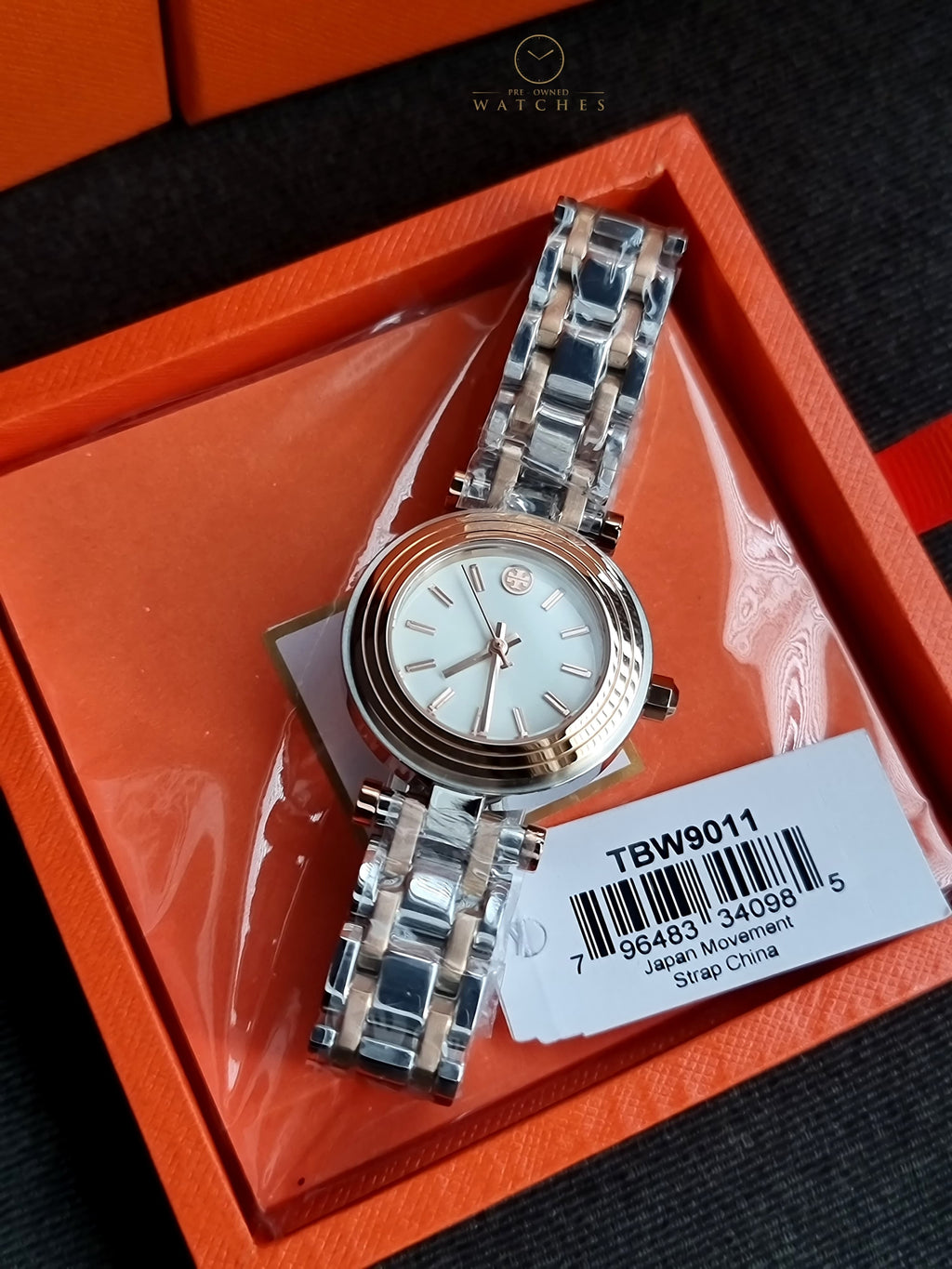 Tory Burch classic t watch two tone rose gold silver women's watch tbw9011
