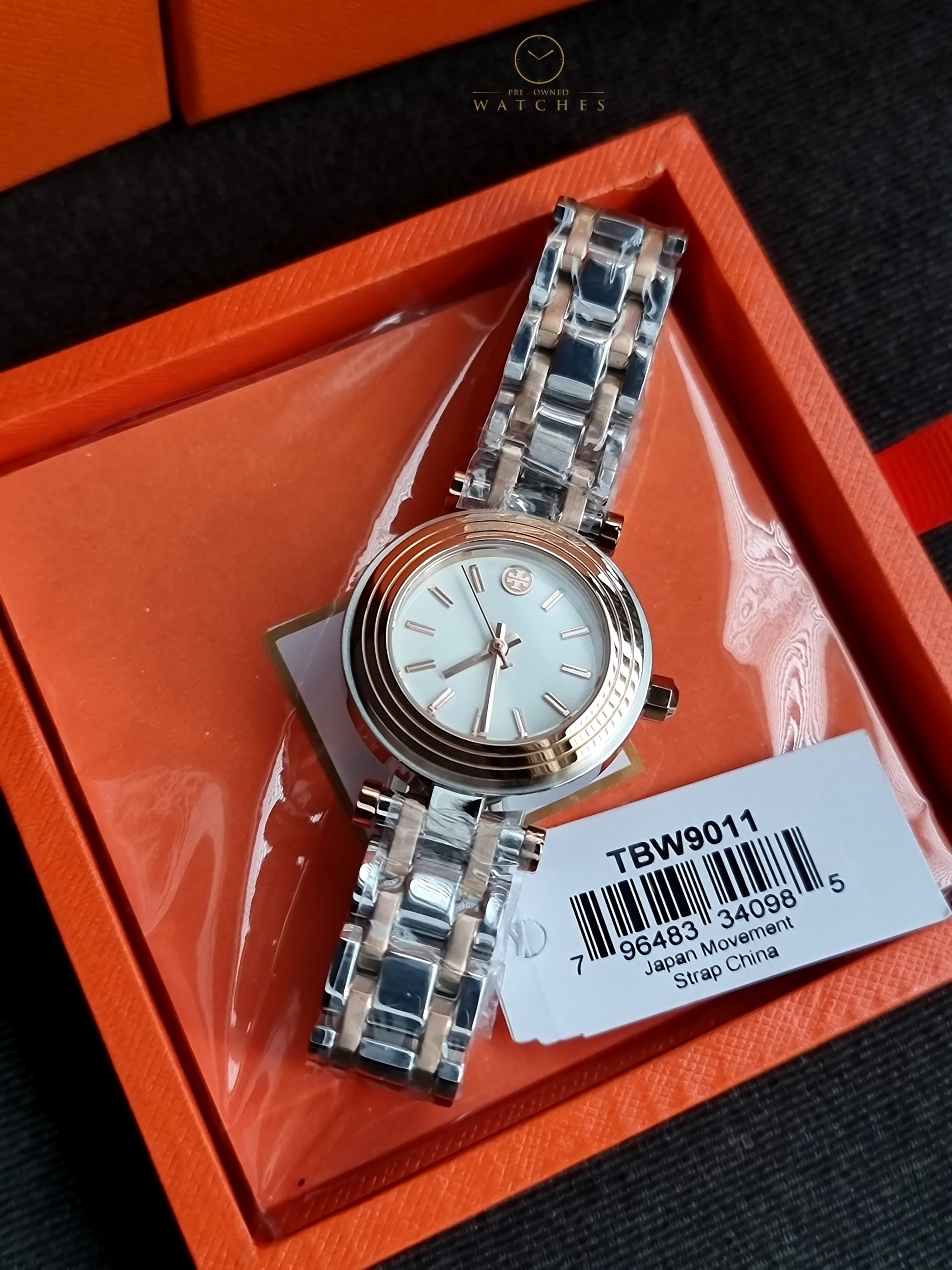 Tory Burch classic t watch two tone rose gold silver women's watch tbw9011