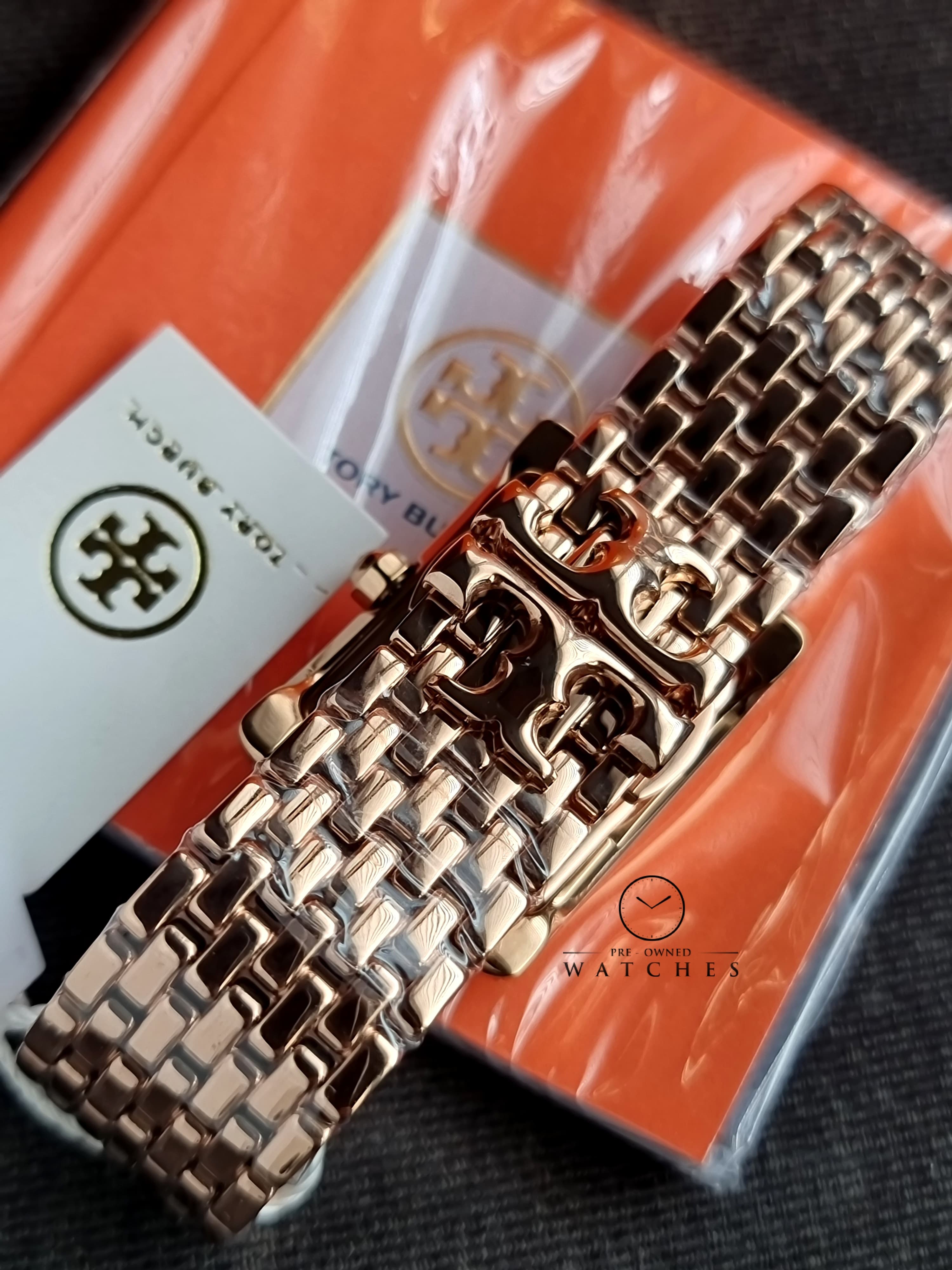Tory Burch Eleanor Mother of Pearl White Dial Rose Gold Steel Strap Watch for Women - TBW1079