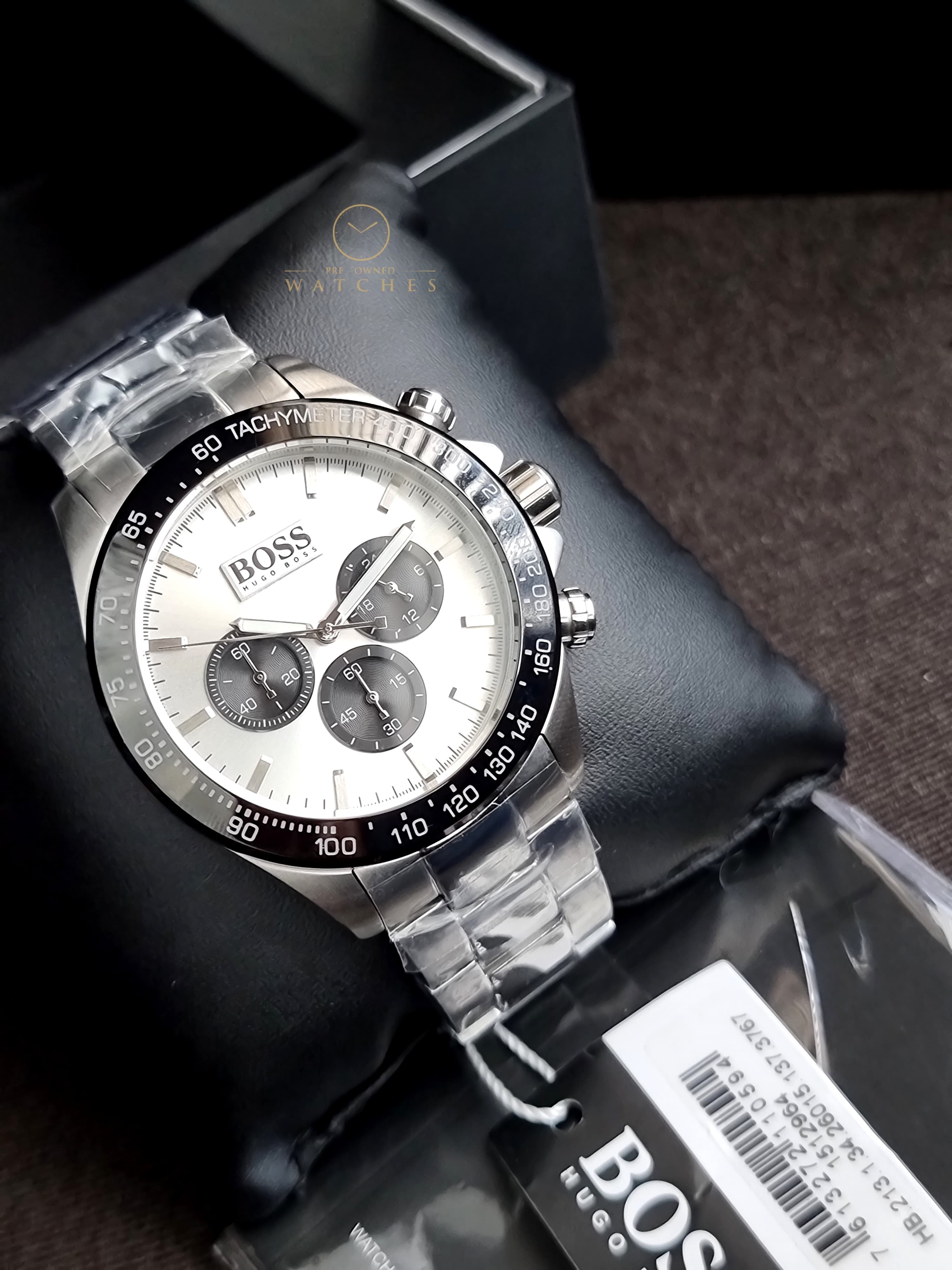 Hugo Boss Ikon Chronograph Silver 45mm Dial Silver Steel Strap Watch for Men - 1512964