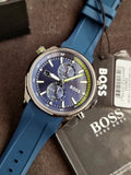 HUGO BOSS Globetrotter Blue Silicone Strap Blue Dial Chronograph Quartz Men's Watch 1513821