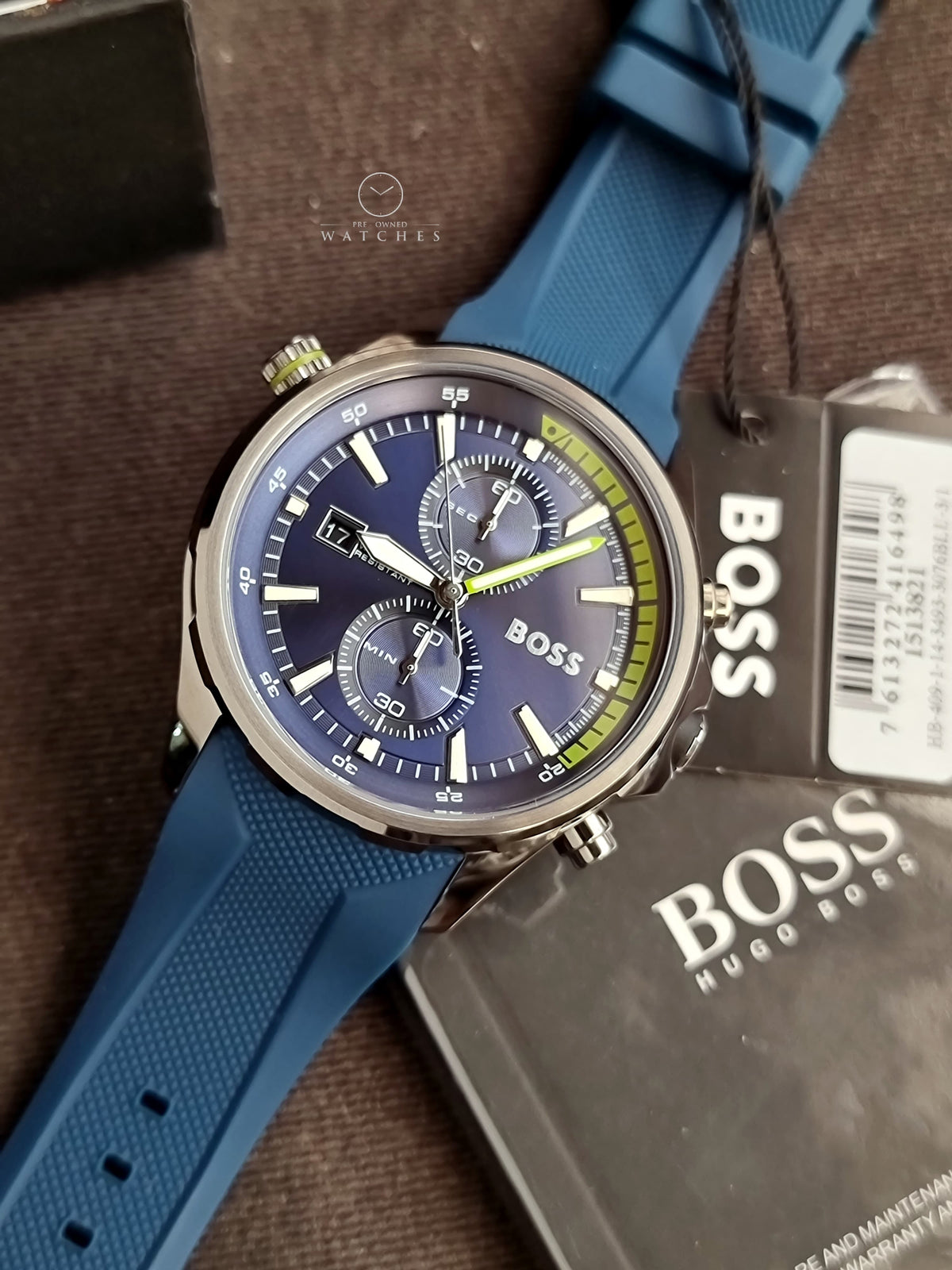 HUGO BOSS Globetrotter Blue Silicone Strap Blue Dial Chronograph Quartz Men's Watch 1513821