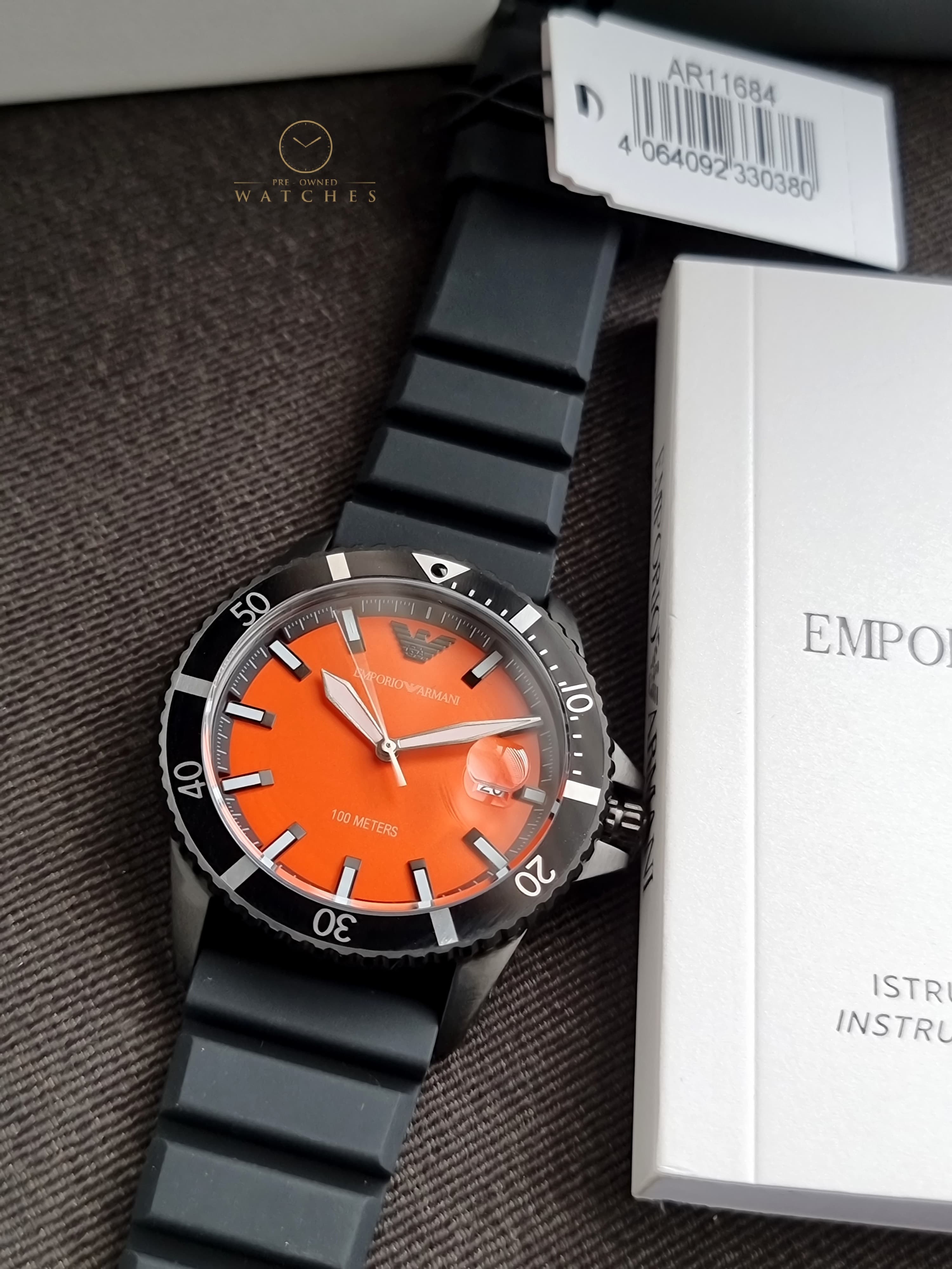 Emporio Armani Black Quartz Silicone Watch AR11684