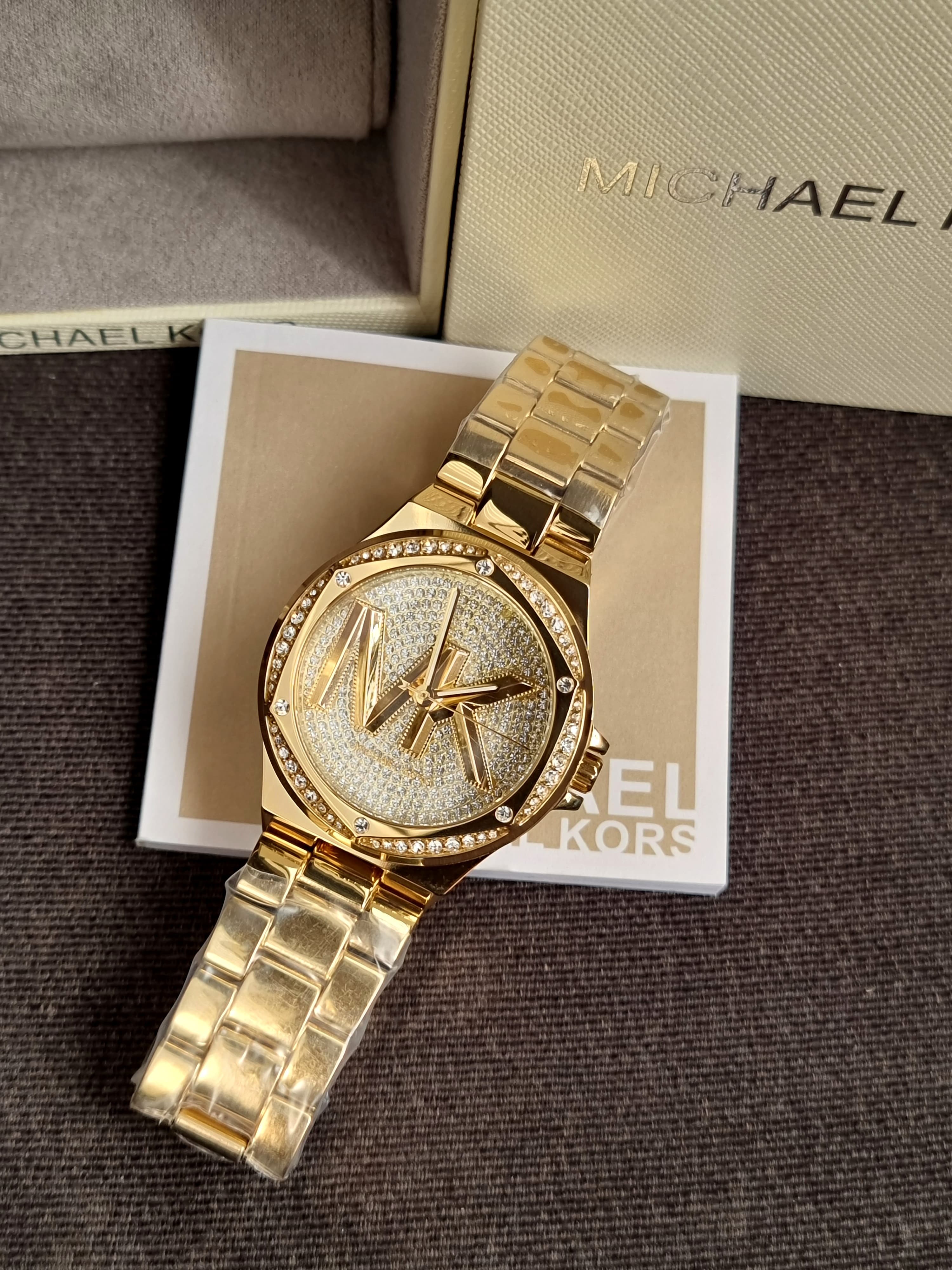 Michael Kors Lennox Gold Stainless Steel Gold Dial Quartz Watch for Ladies - MK7229