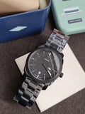 Fossil Machine Black Stainless Steel Black Dial Quartz Watch for Gents - FS4775