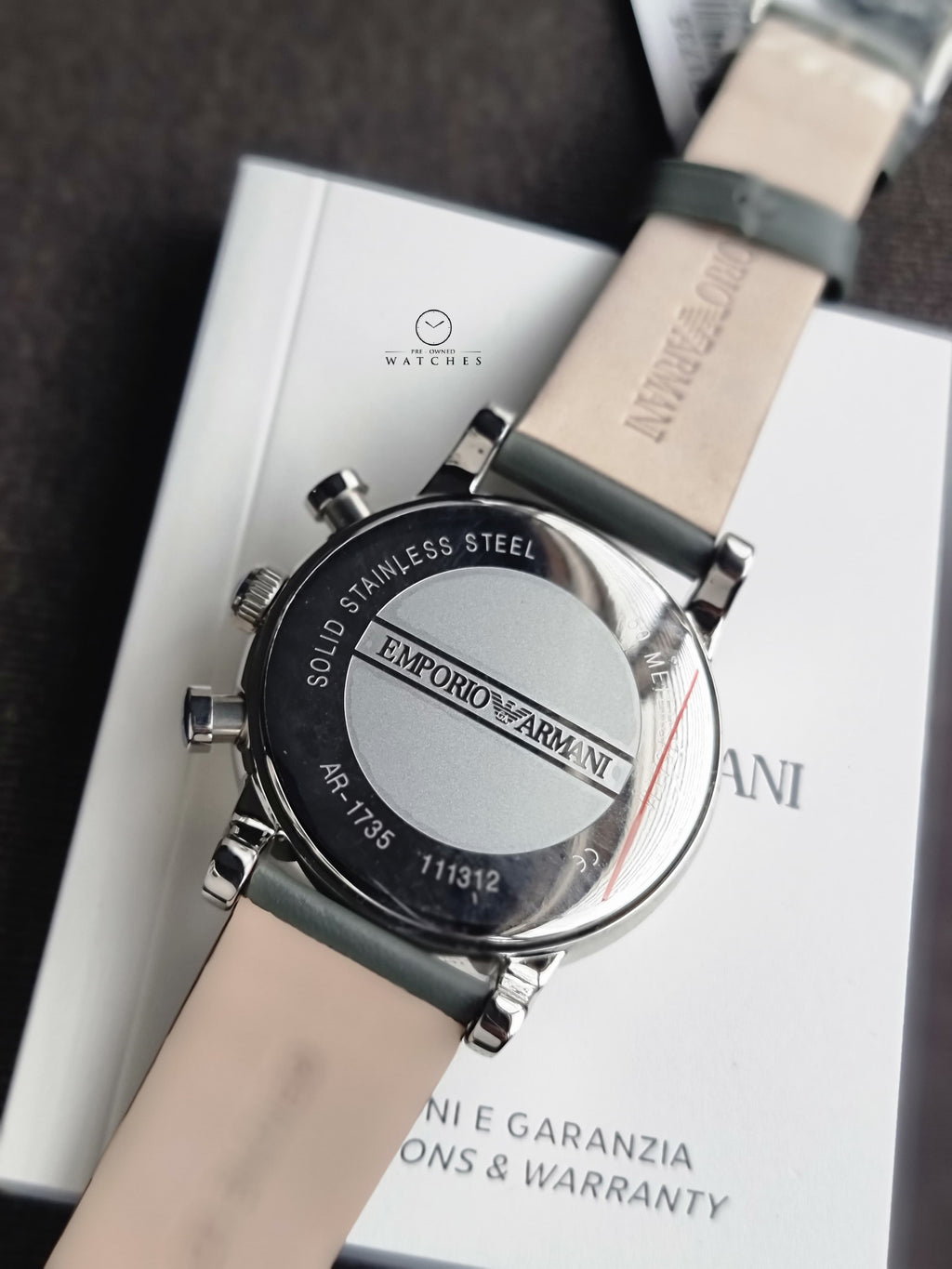 Emporio Armani Men’s Chronograph Quartz Leather Strap Grey Dial 41mm Watch AR1735