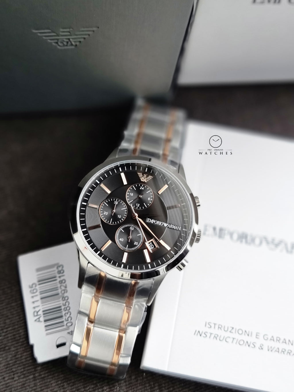 Emporio Armani Men’s Analogue Quartz Stainless Steel Black Dial 43mm Watch AR11165