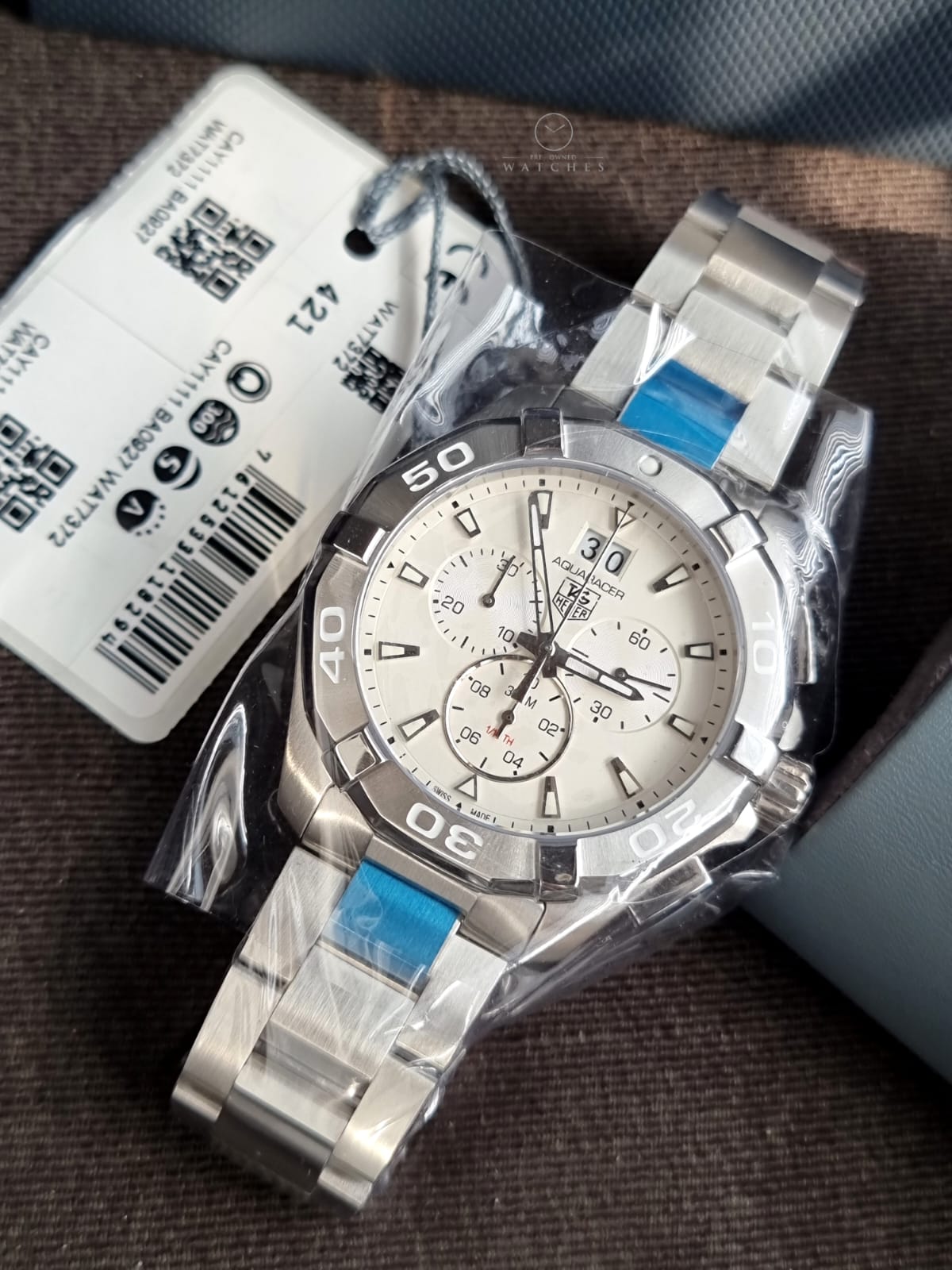 Tag Heuer Aquaracer Men’s Quartz Swiss Made Silver Stainless Steel Grey Dial 43mm Watch CAY1111.BA0927