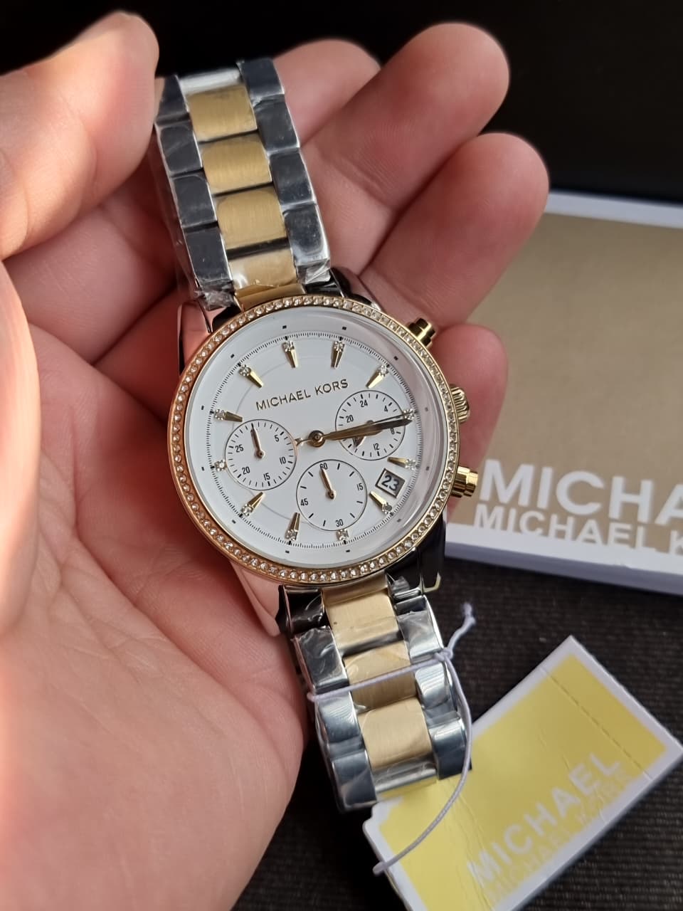 MICHAEL KORS Ritz Chronograph Crystal White Dial Ladies Watch MK6474