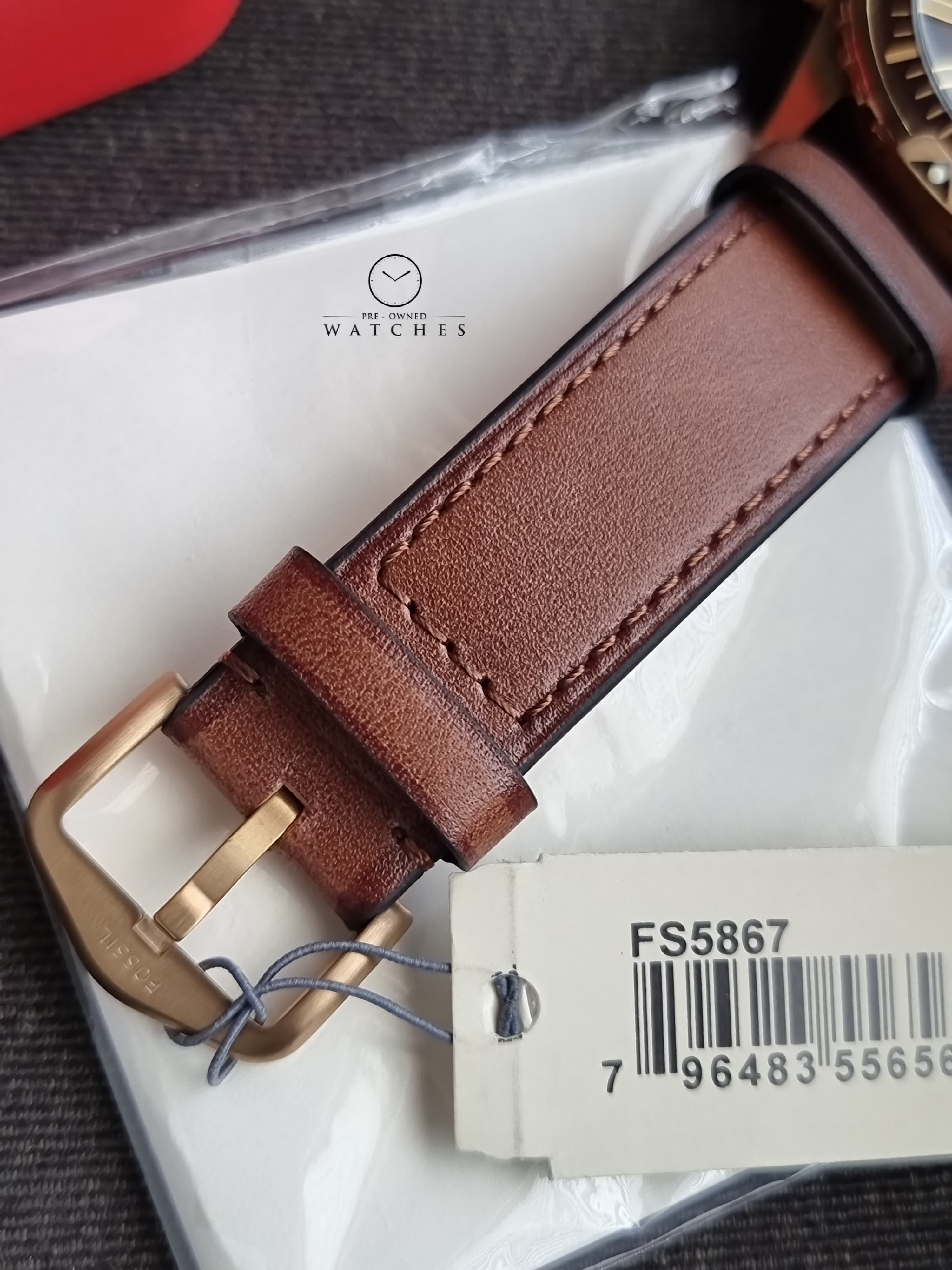 Fossil Garrett Brown Leather Strap Brown Dial Chronograph Quartz Watch for Gents - FS5867