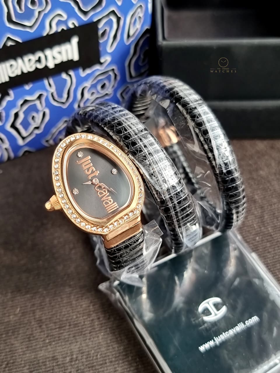 Just Cavalli Doppio Black Dial 25mm Black Steel Strap Watch for Women - JC1L163M0045