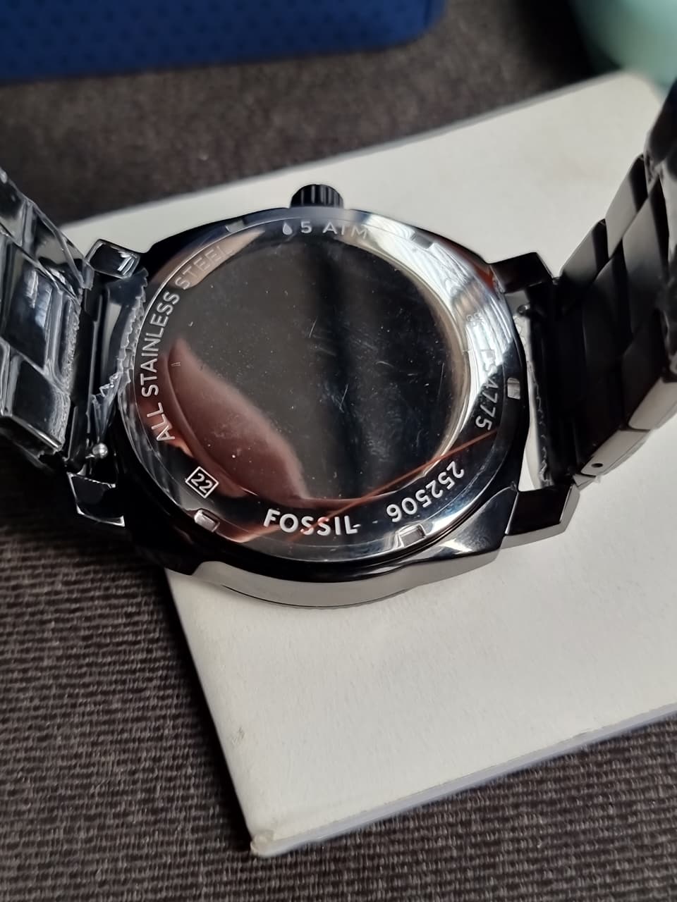 Fossil Machine Black Stainless Steel Black Dial Quartz Watch for Gents - FS4775